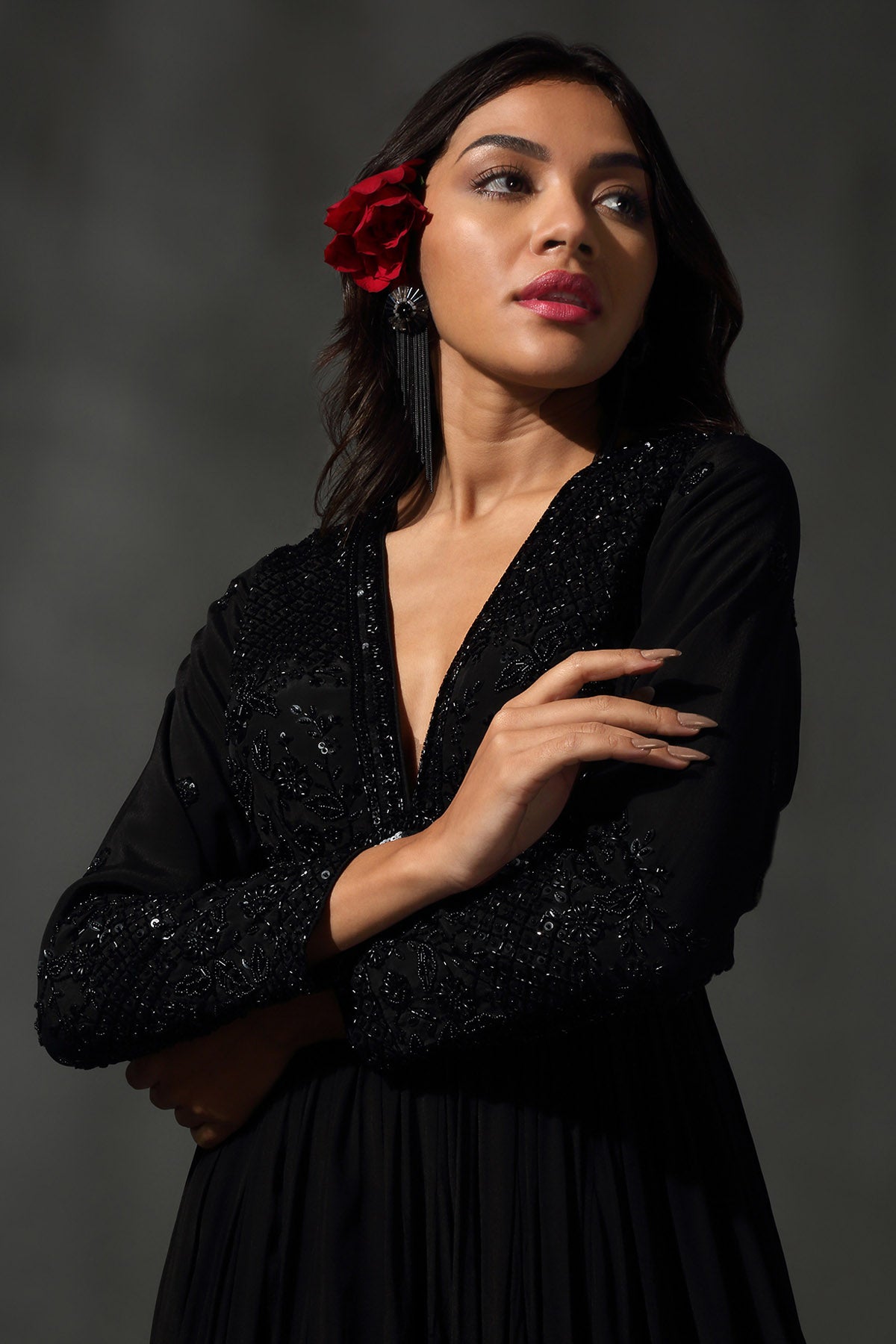 Sequins Sheesha Silk Sharara Set