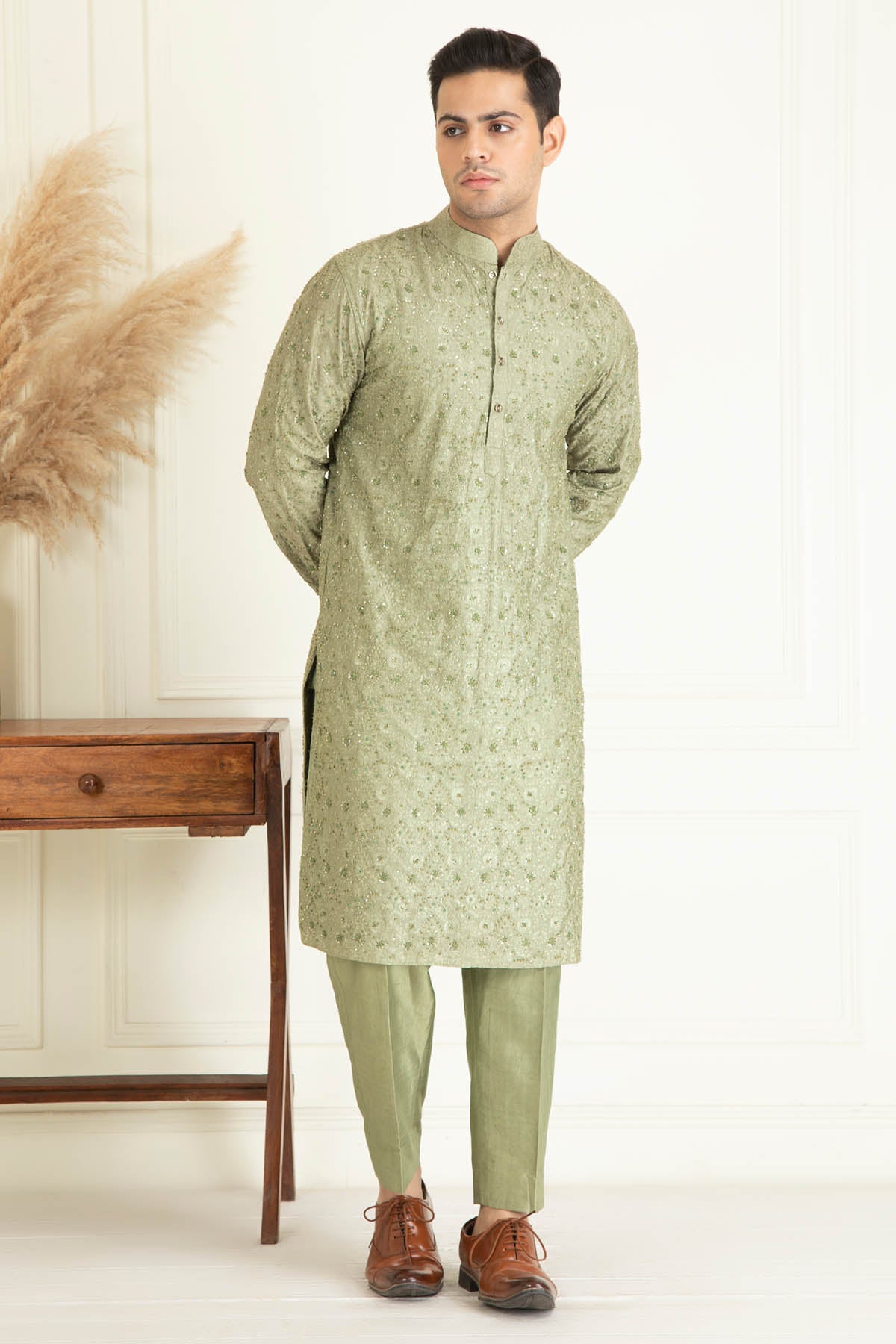 Sequins Silk Kurta Set