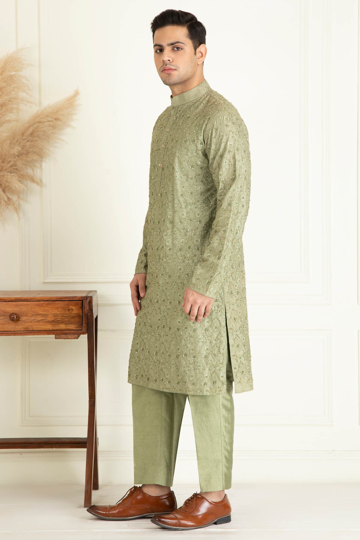 Sequins Silk Kurta Set
