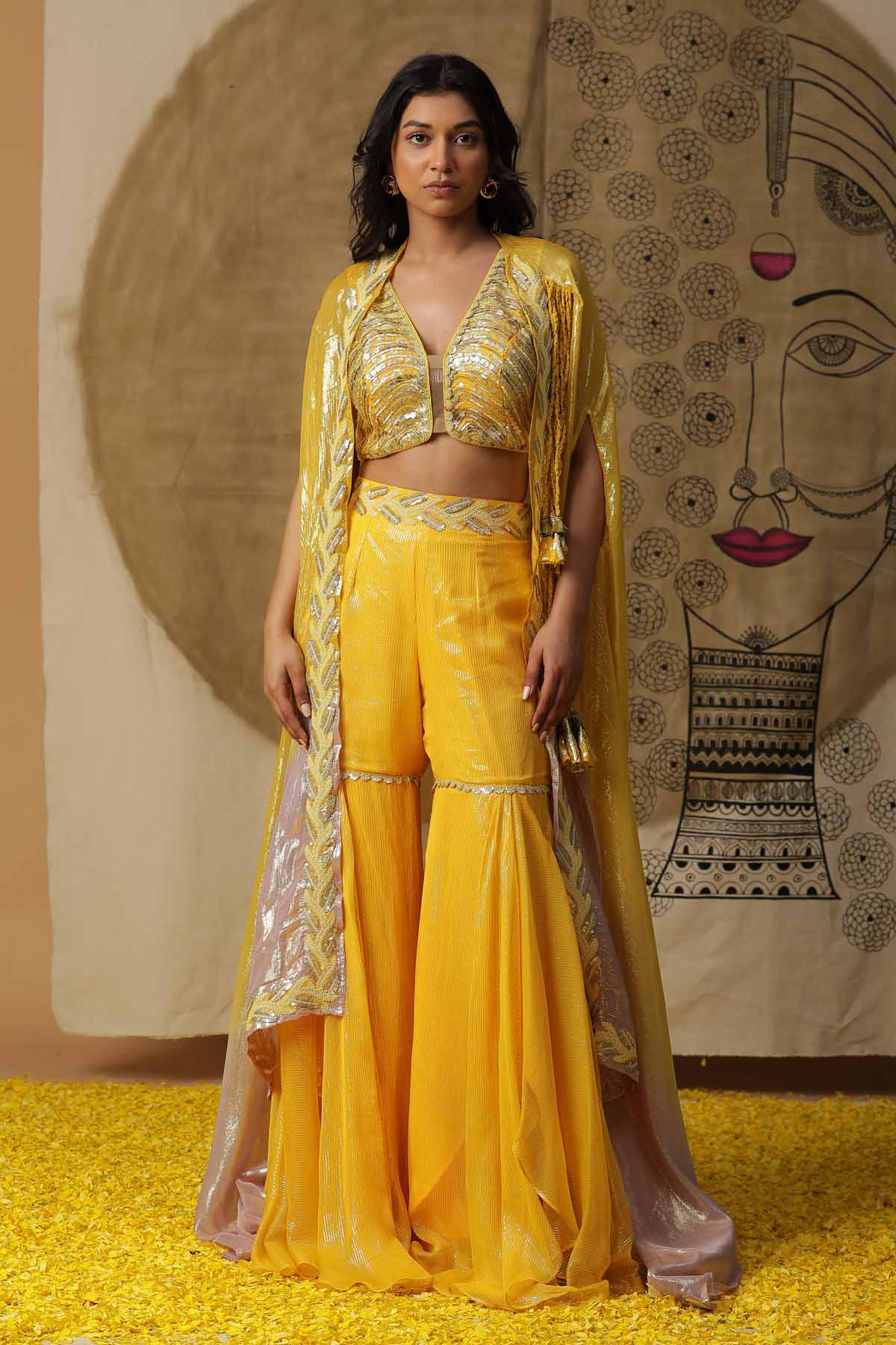 Buy Arpita SulakshanaSequins Embroidered Cape Set