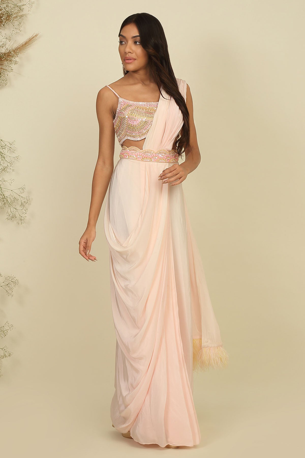 Sequins Embroidered Drape Saree