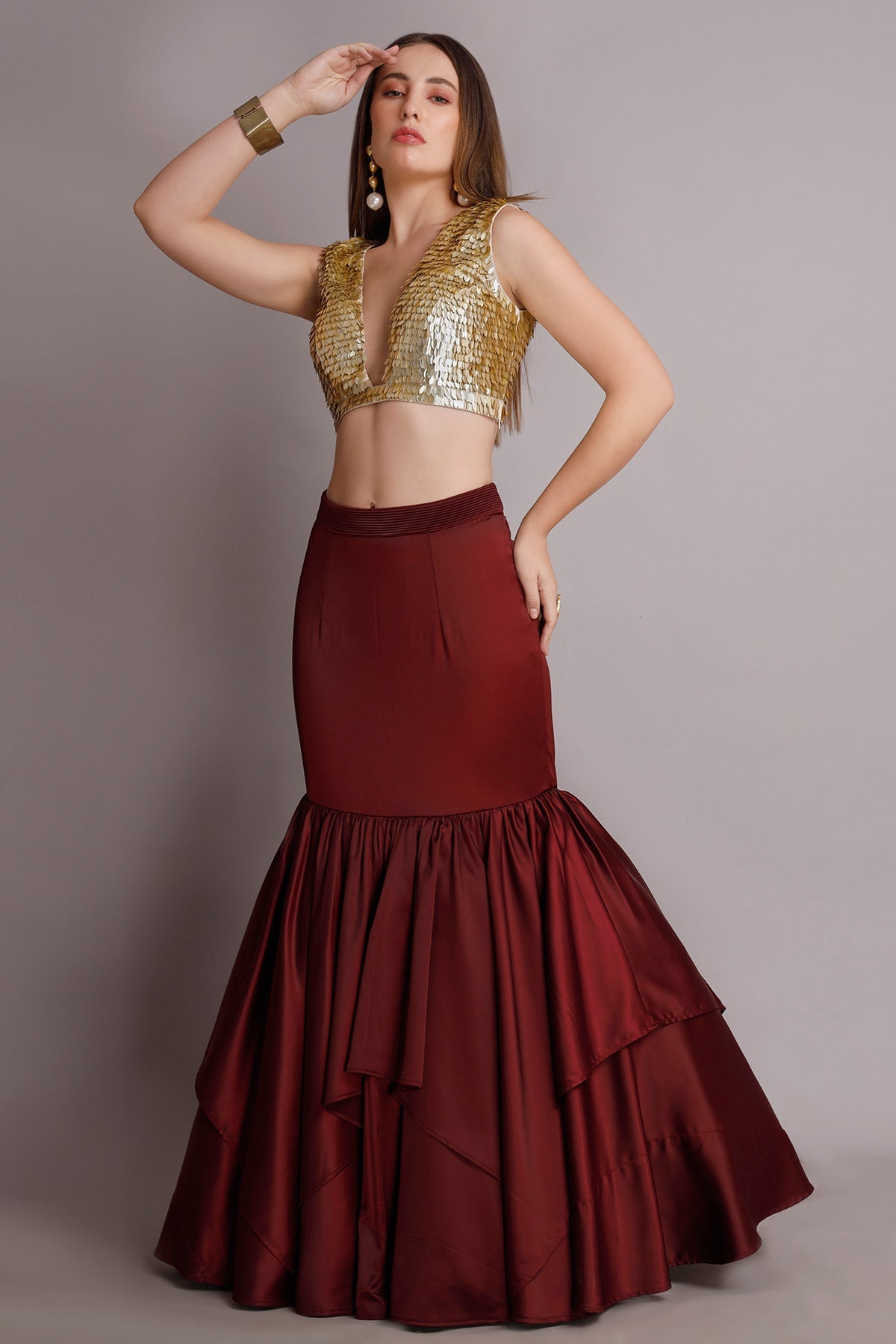 Buy Sequins Embroidered Skirt Set by Harshita for women online at ScrollnShops