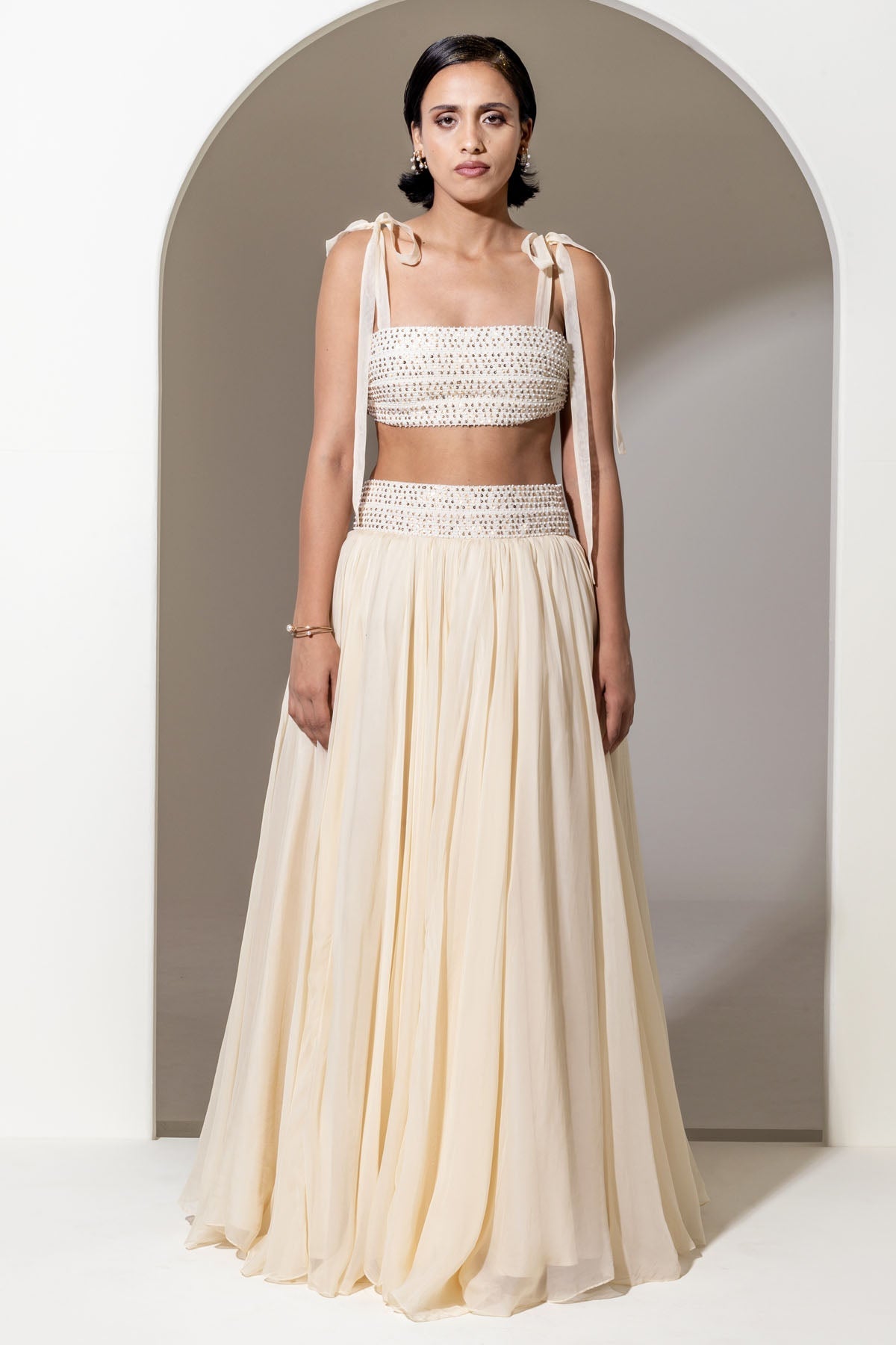 Designer Kusmi Moonlight Magic: Shimmering Organza Bralette For Women at ScrollnShops