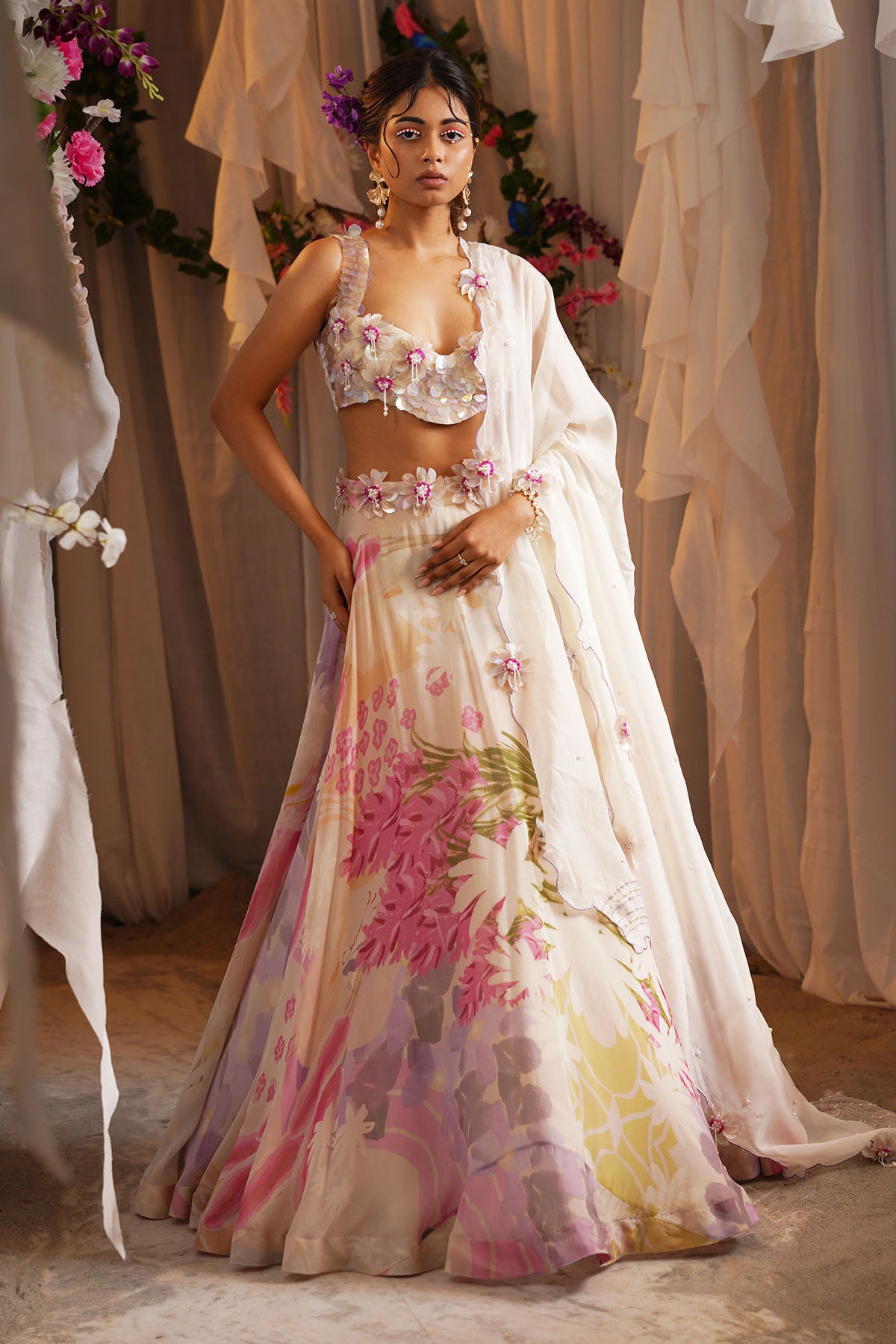 Sequins Multicolor Lehenga Set