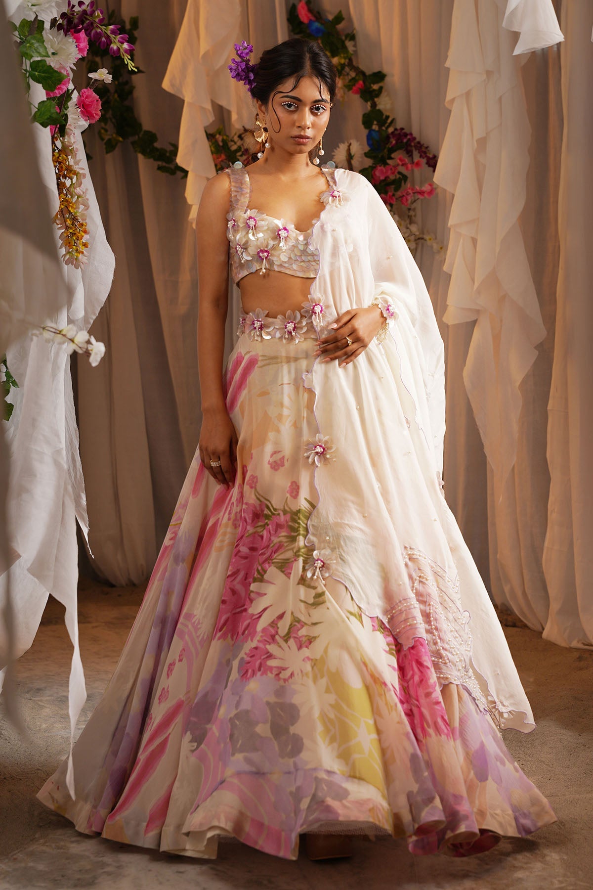 Buy Sequins Multicolor Lehenga Set by Shwetanga for women online at ScrollnShops