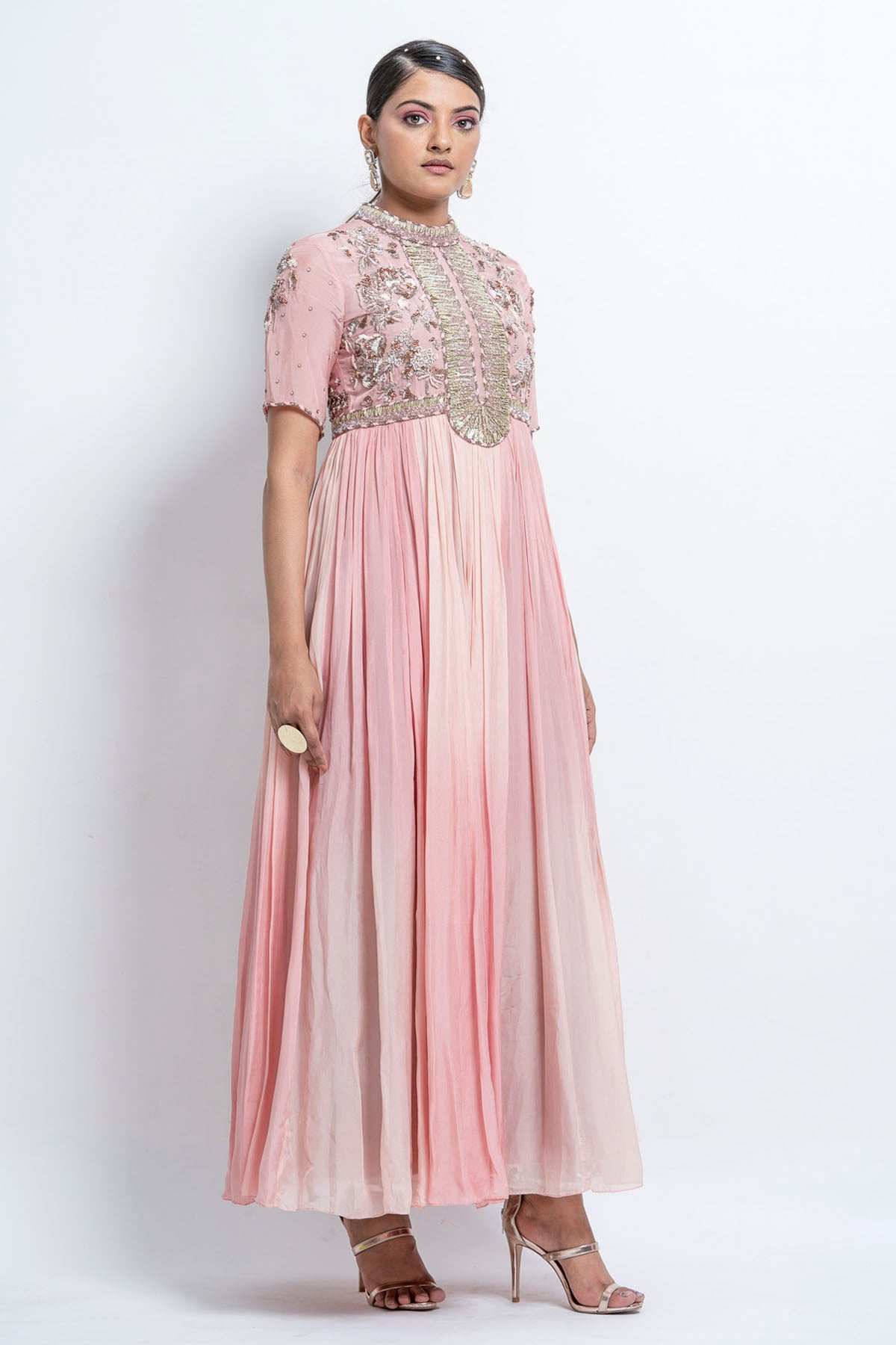 Sequins & Ombre Flared Gown