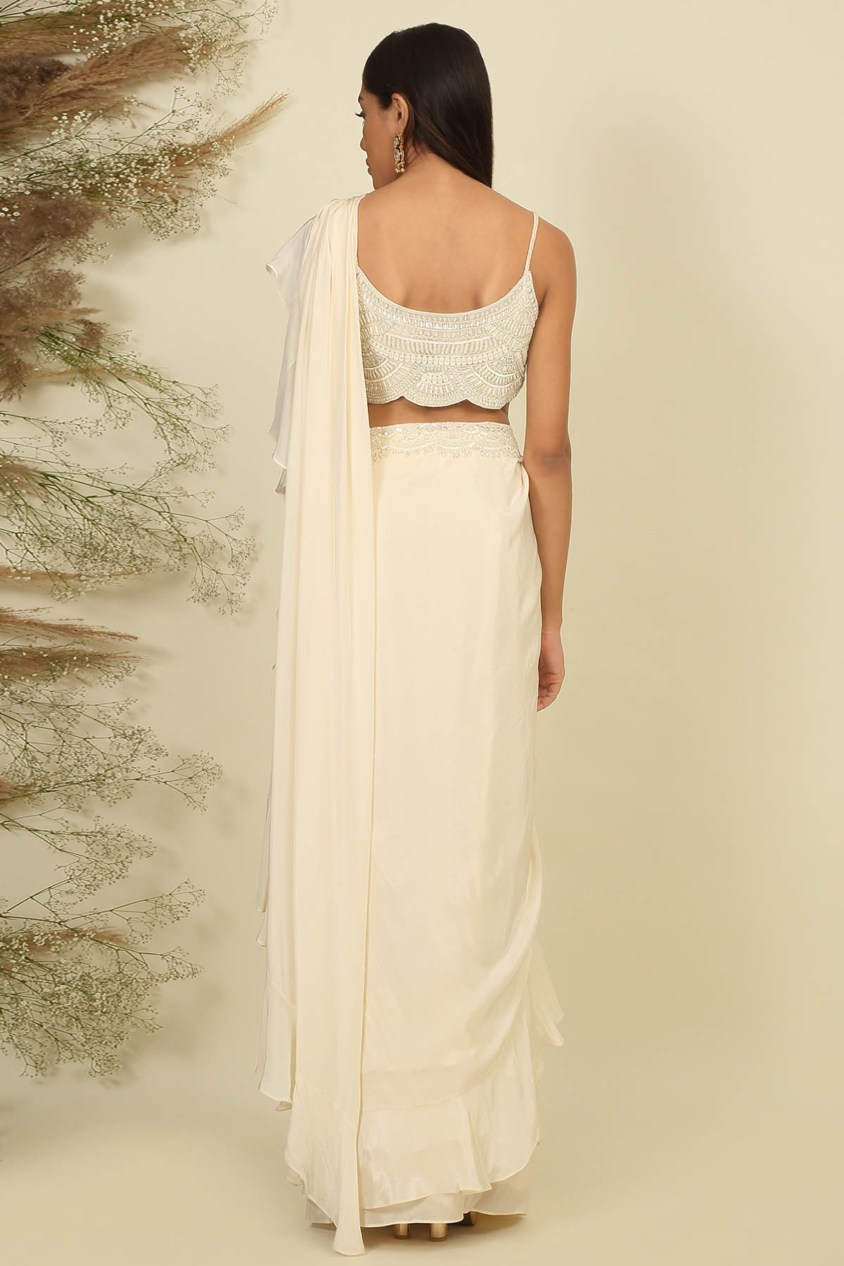 Sequins & Pearl Drape Saree