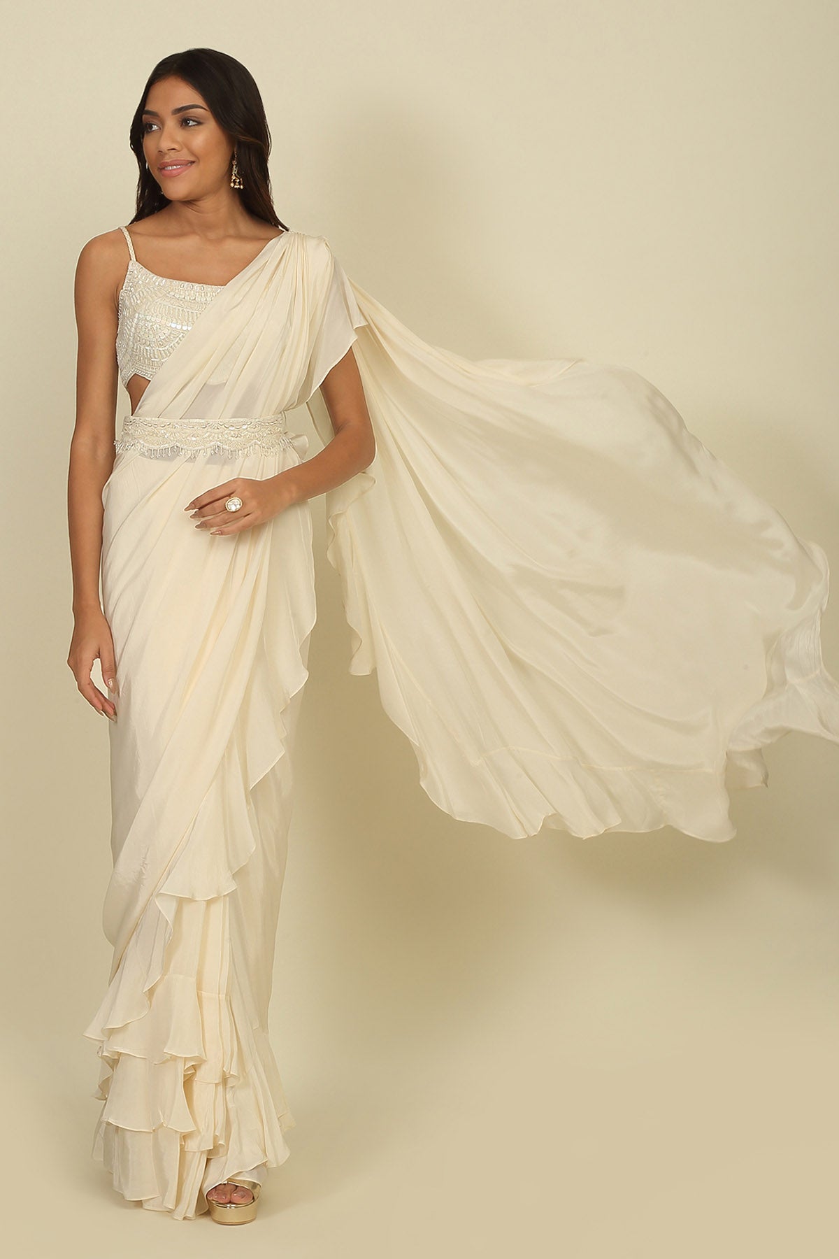 Sequins & Pearl Drape Saree