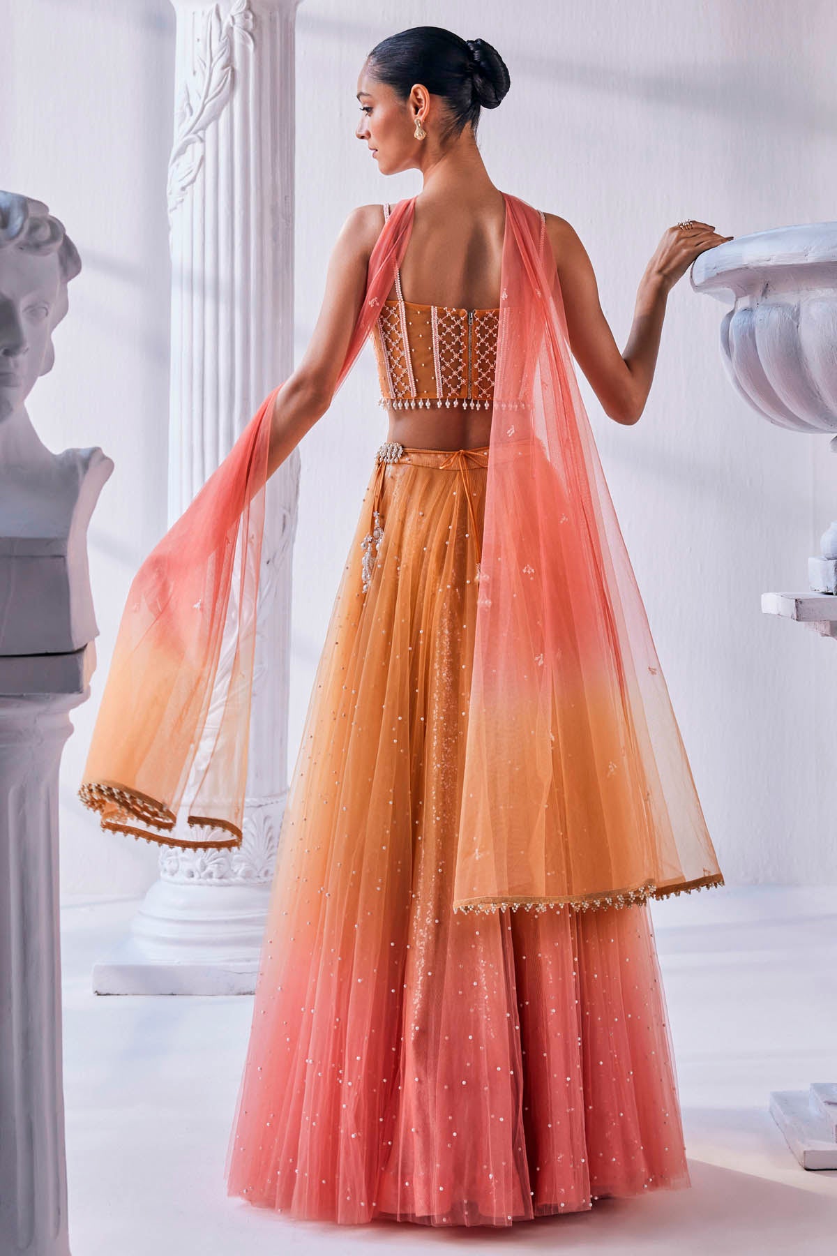 Sequins & Pearl Ombre Lehenga Set