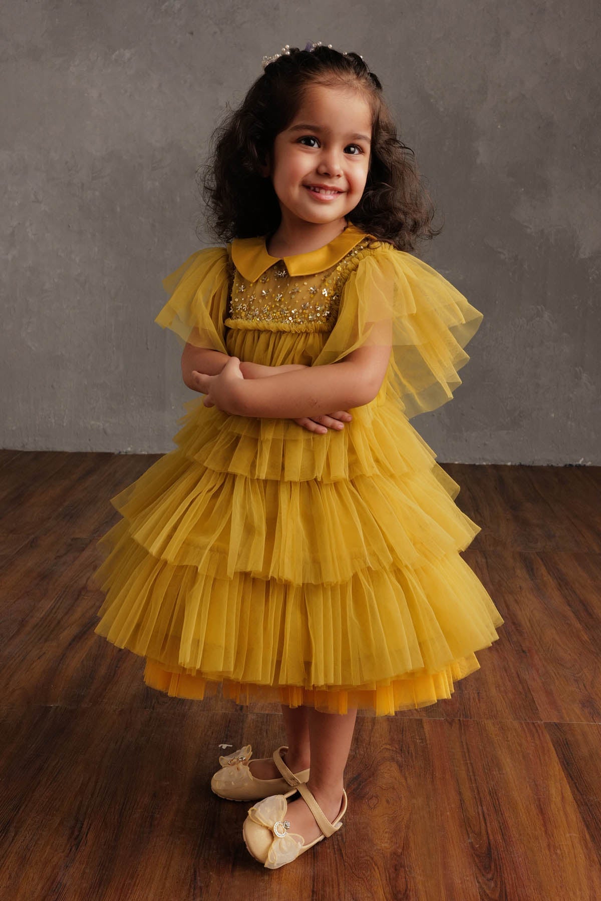 By Not So Serious By Pallavi Mohan Sequins & Layered Frill Dress For Girls Available online at ScrollnShops