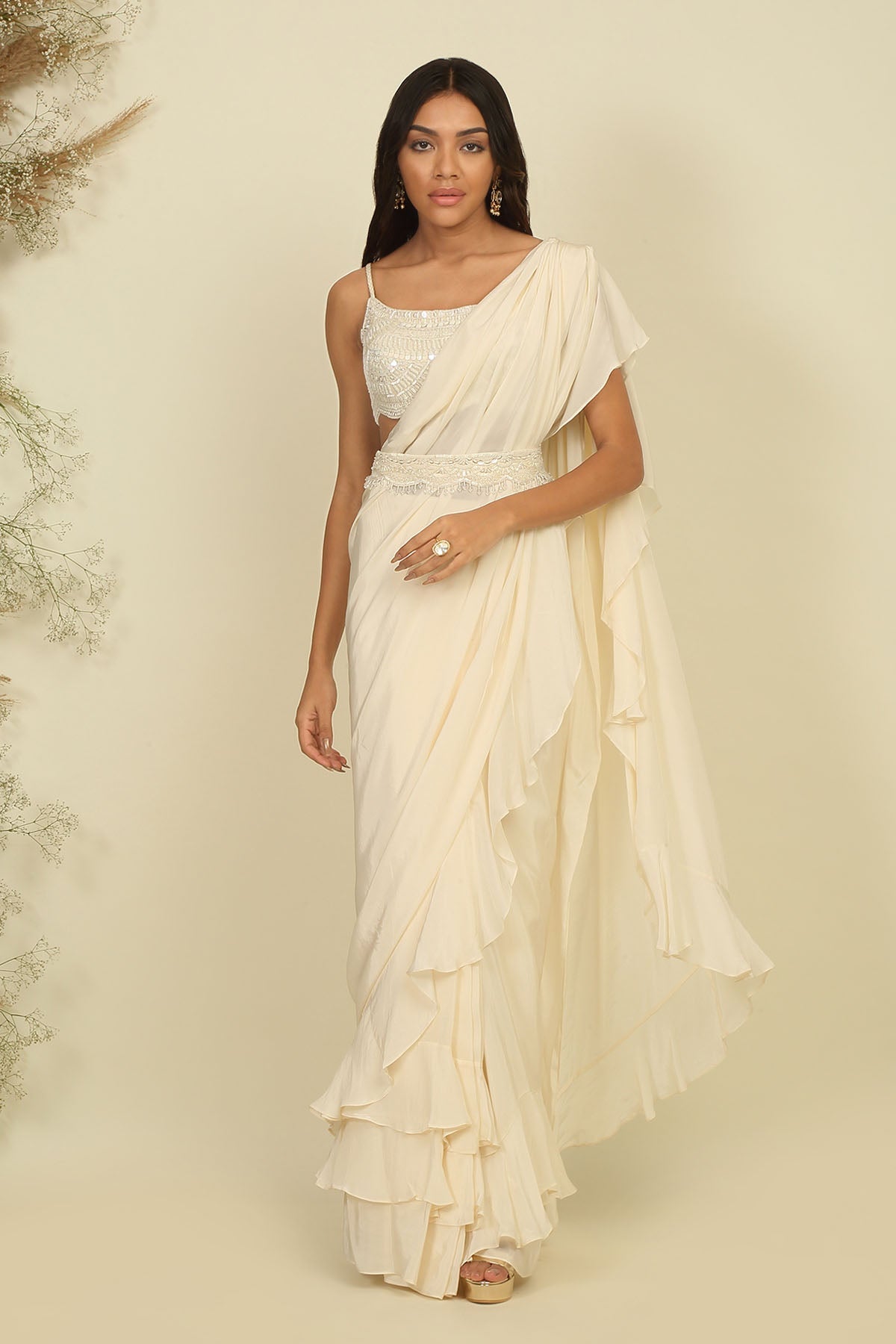 Sequins & Pearl Drape Saree