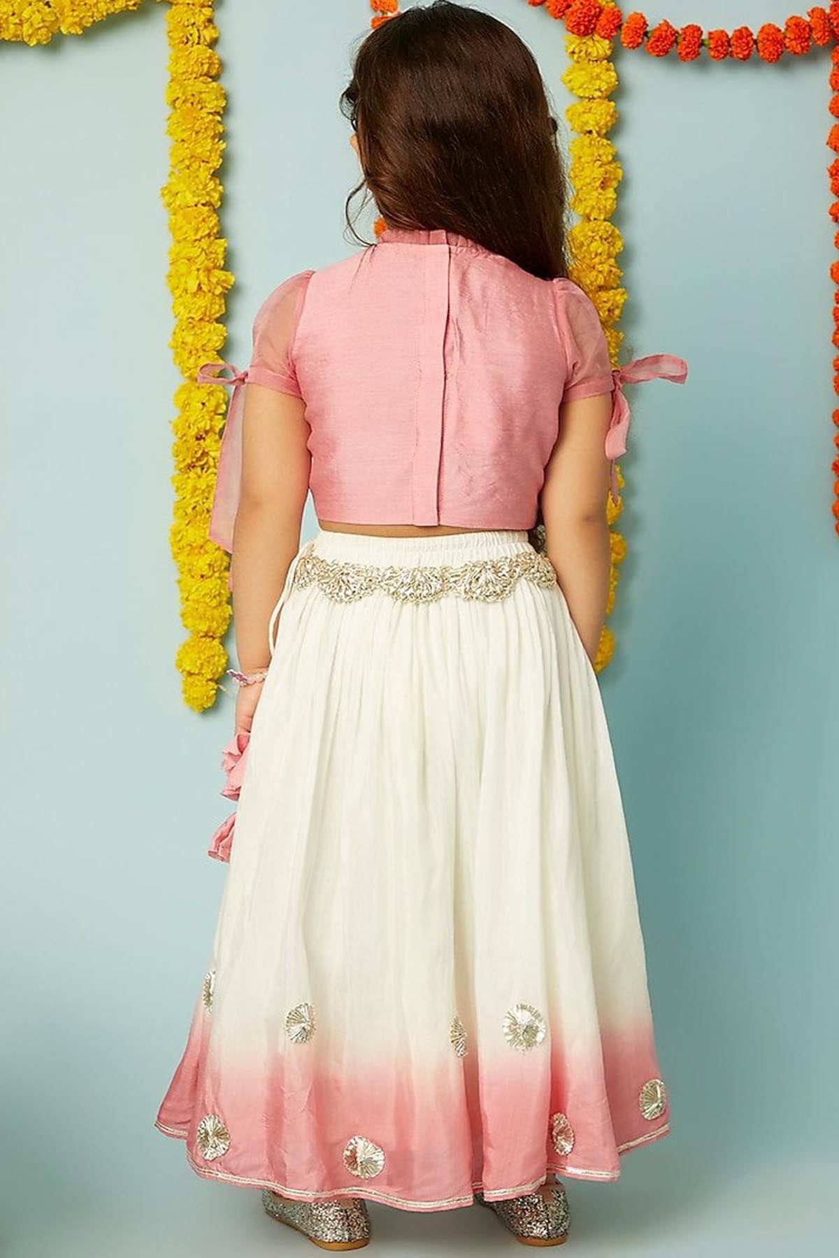 Shaded Pink Floral Ghagara Set