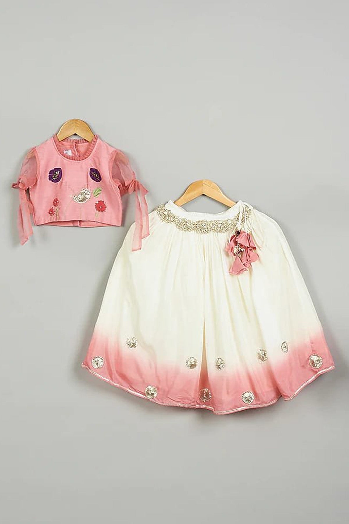 Shaded Pink Floral Ghagara Set