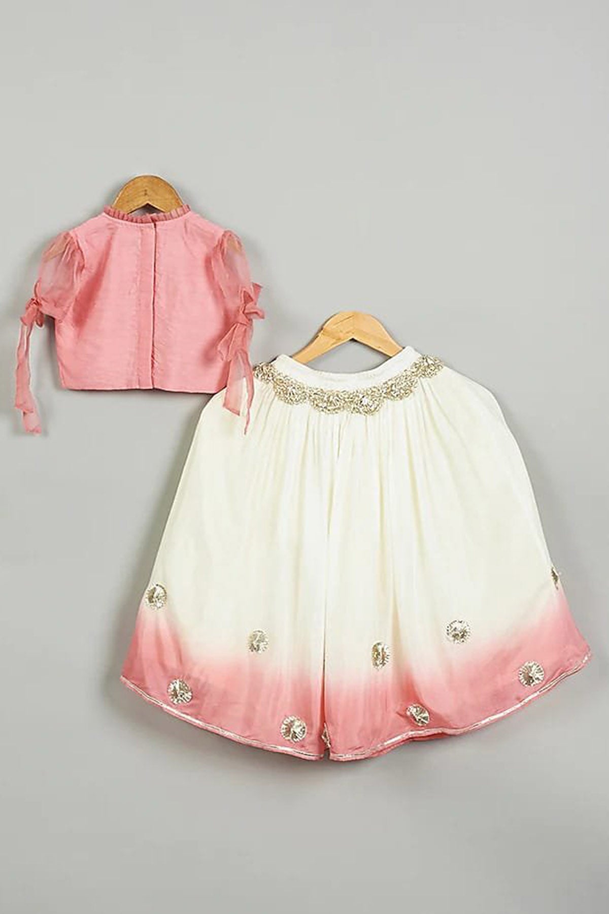 Shaded Pink Floral Ghagara Set