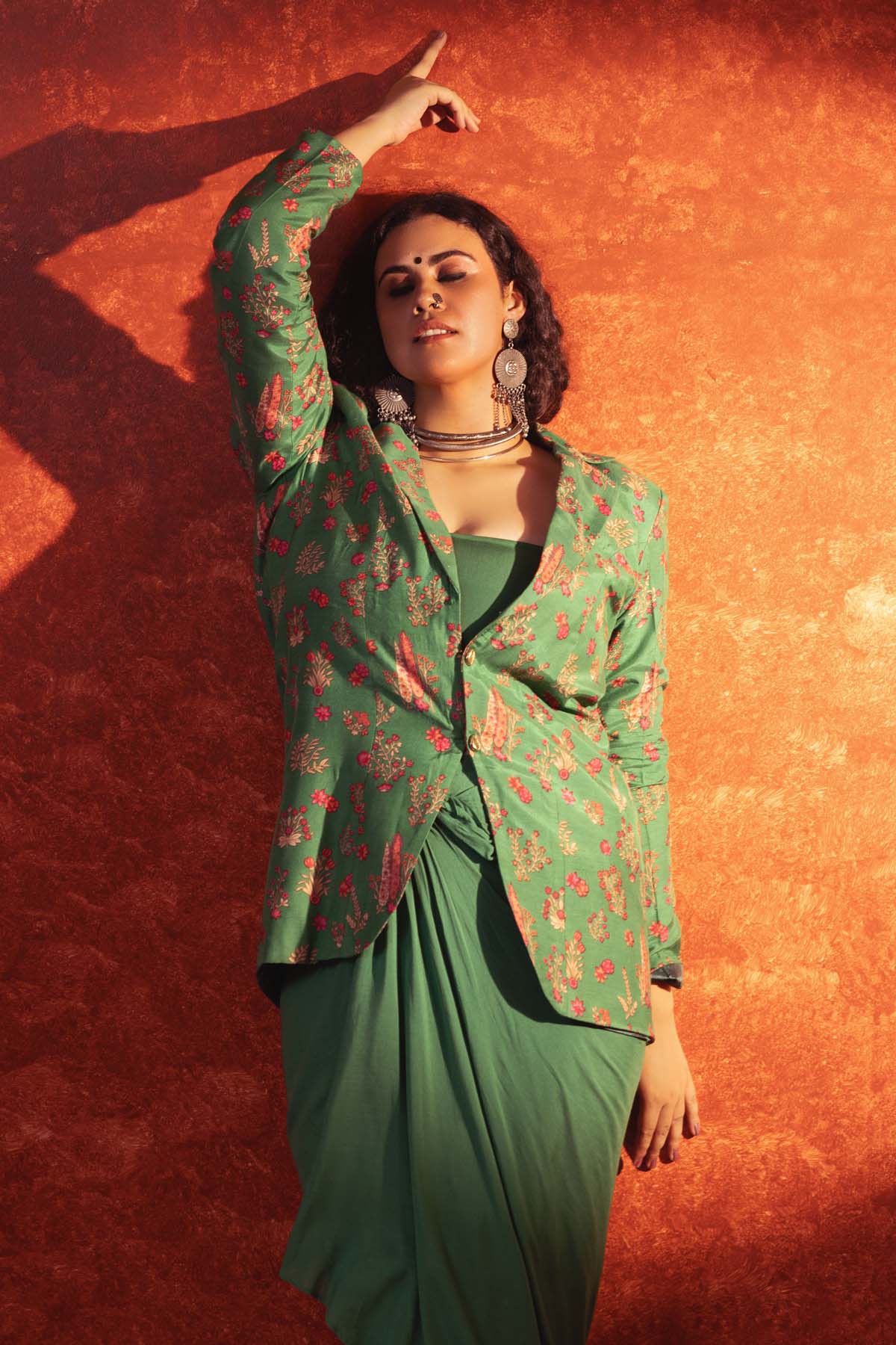 Shamrock Green Printed Blazer