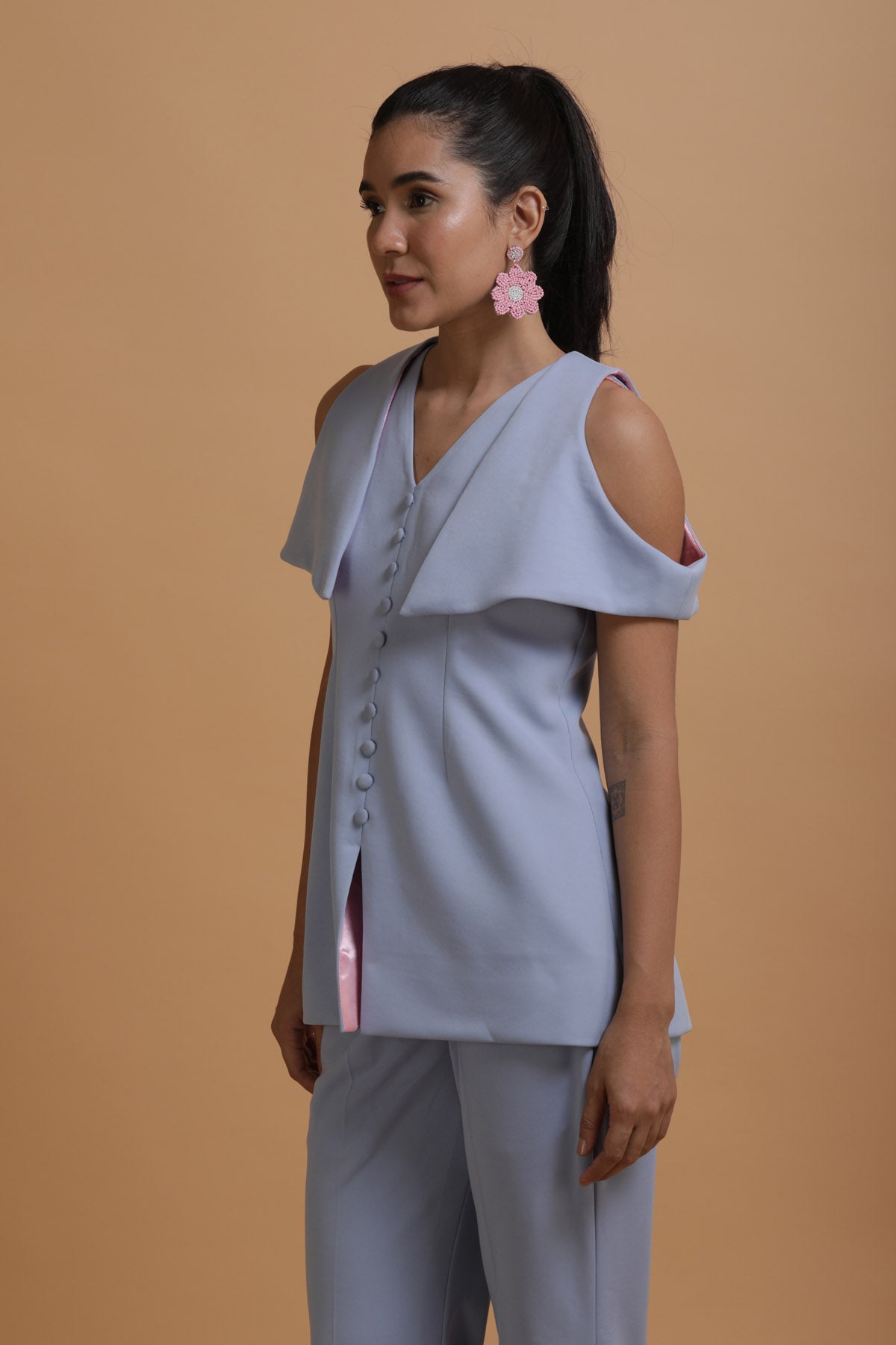 Cold Shoulder Blazer Set