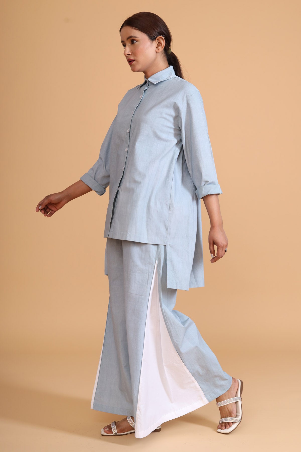 Side Pleated Color Block Pants