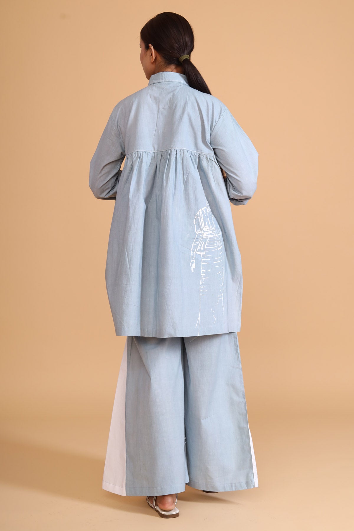 Side Pleated Color Block Pants