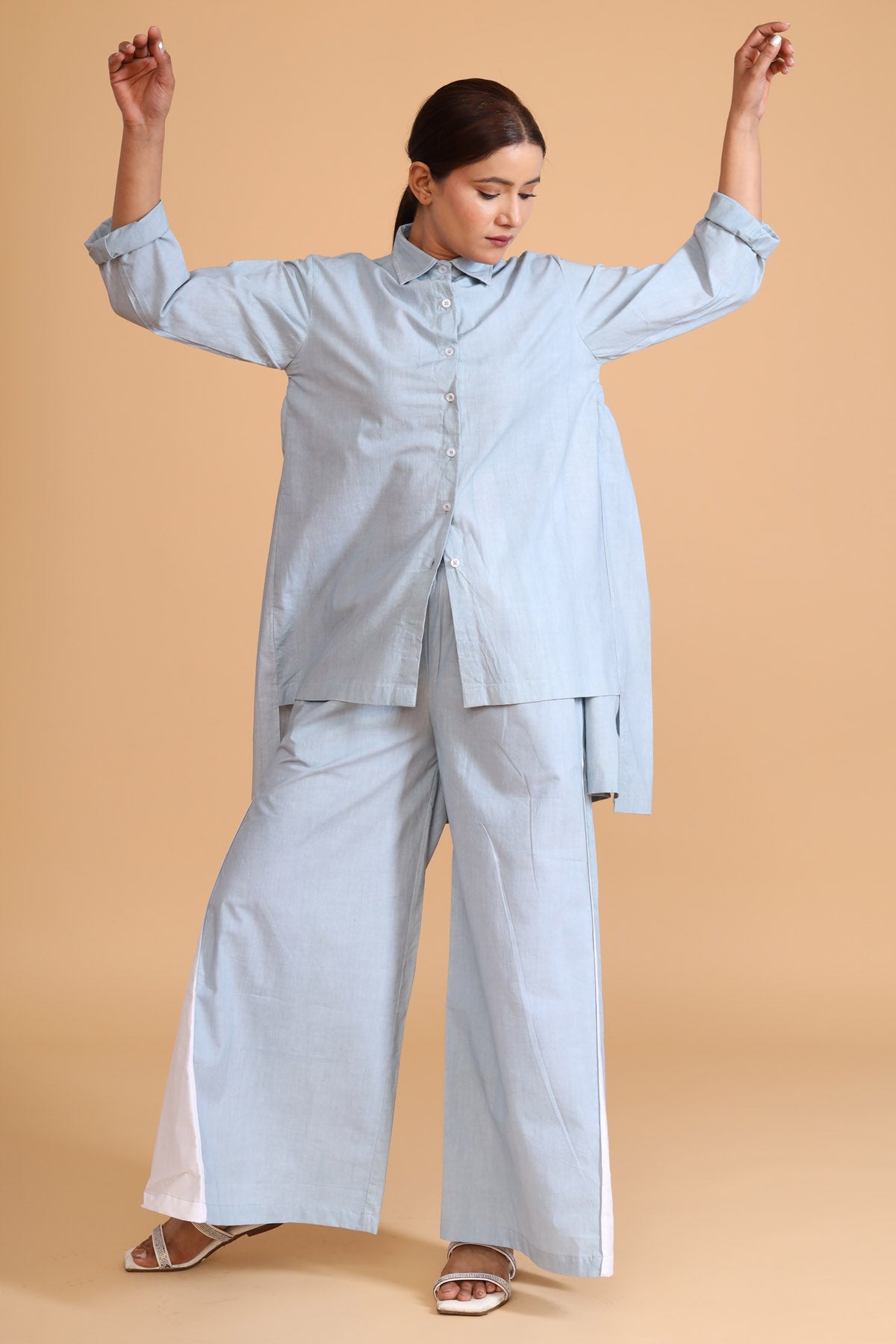 Side Pleated Color Block Pants