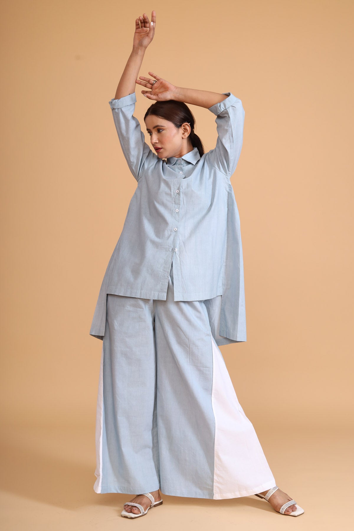 Side Pleated Color Block Pants