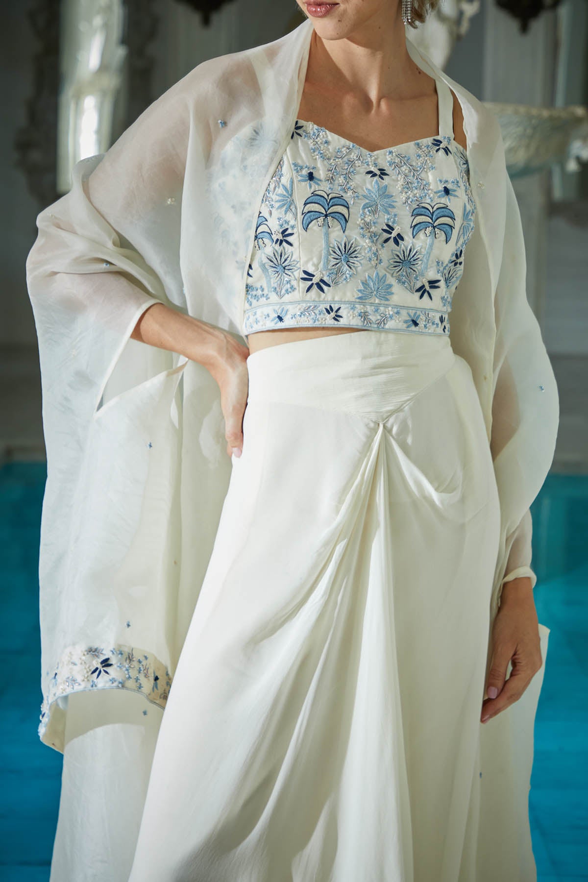 Silk Drape Skirt & Jacket Set