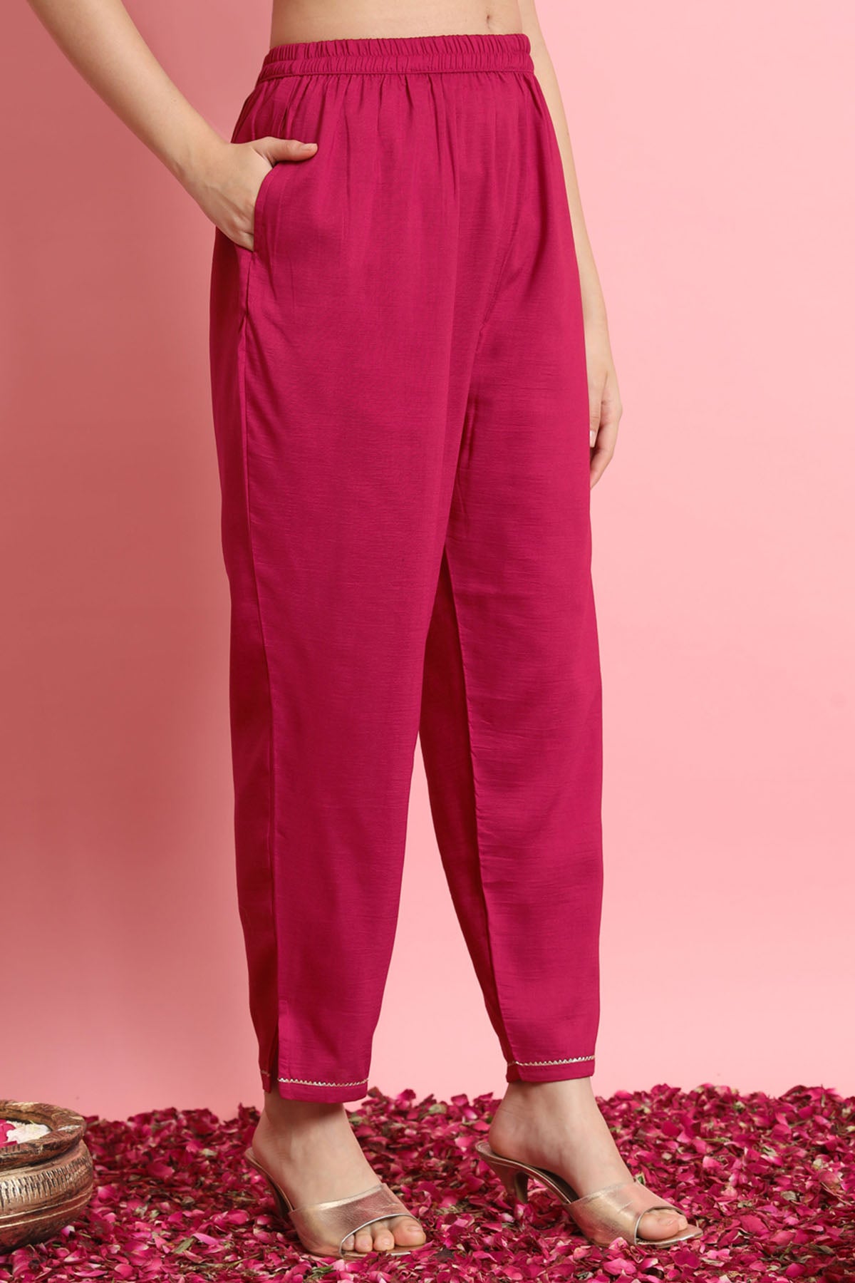 Silk Embroidery Pink Kurta Set