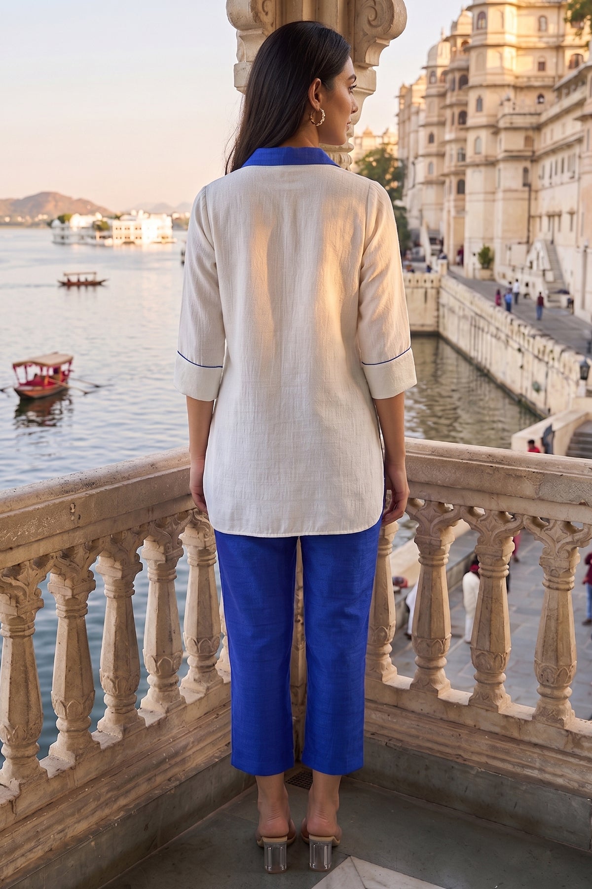 Silk White Short Tunic & Pants