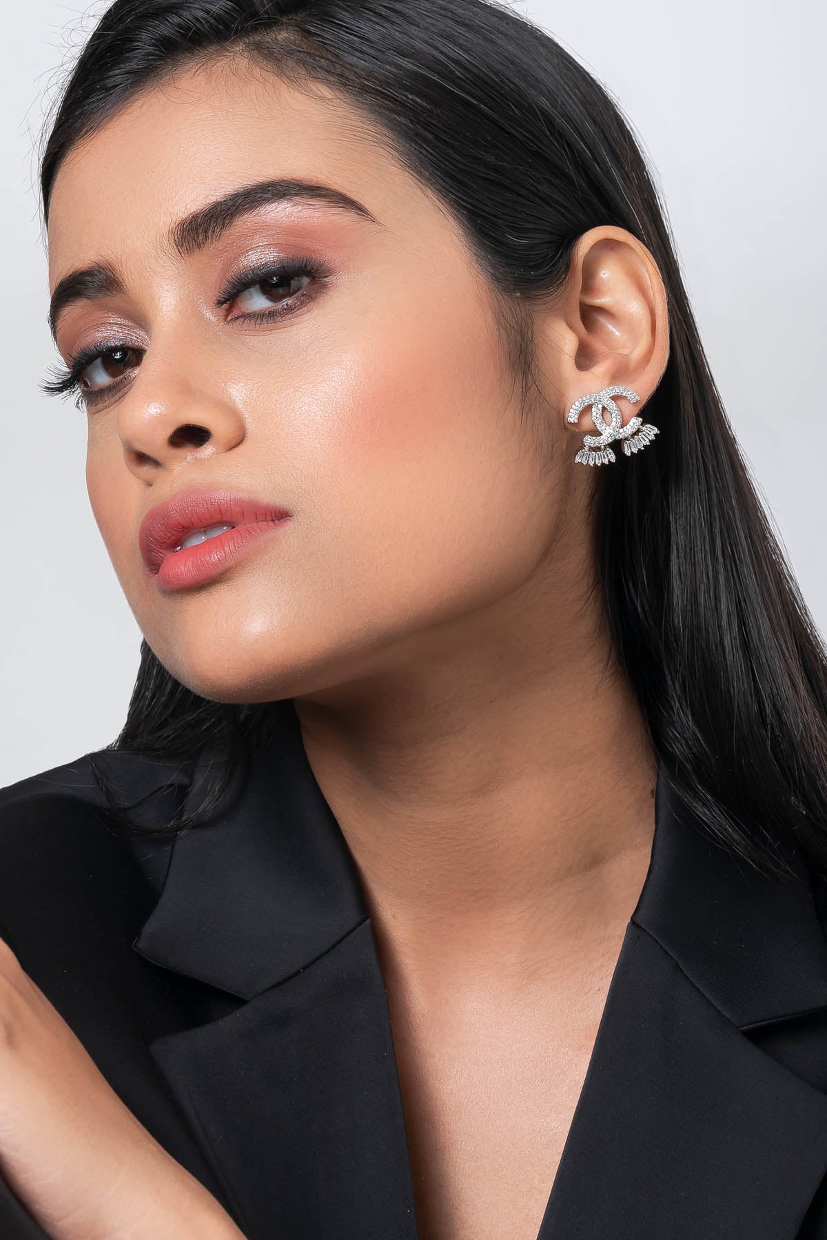 Silver American Diamond Earrings