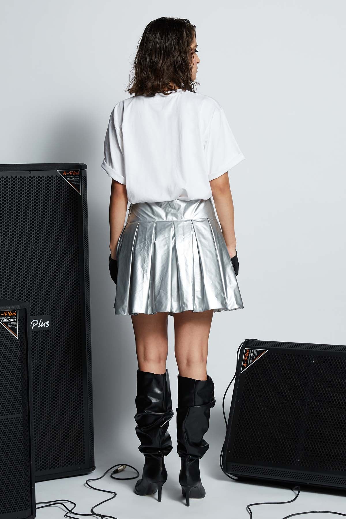 Silver Box Pleated Skirt