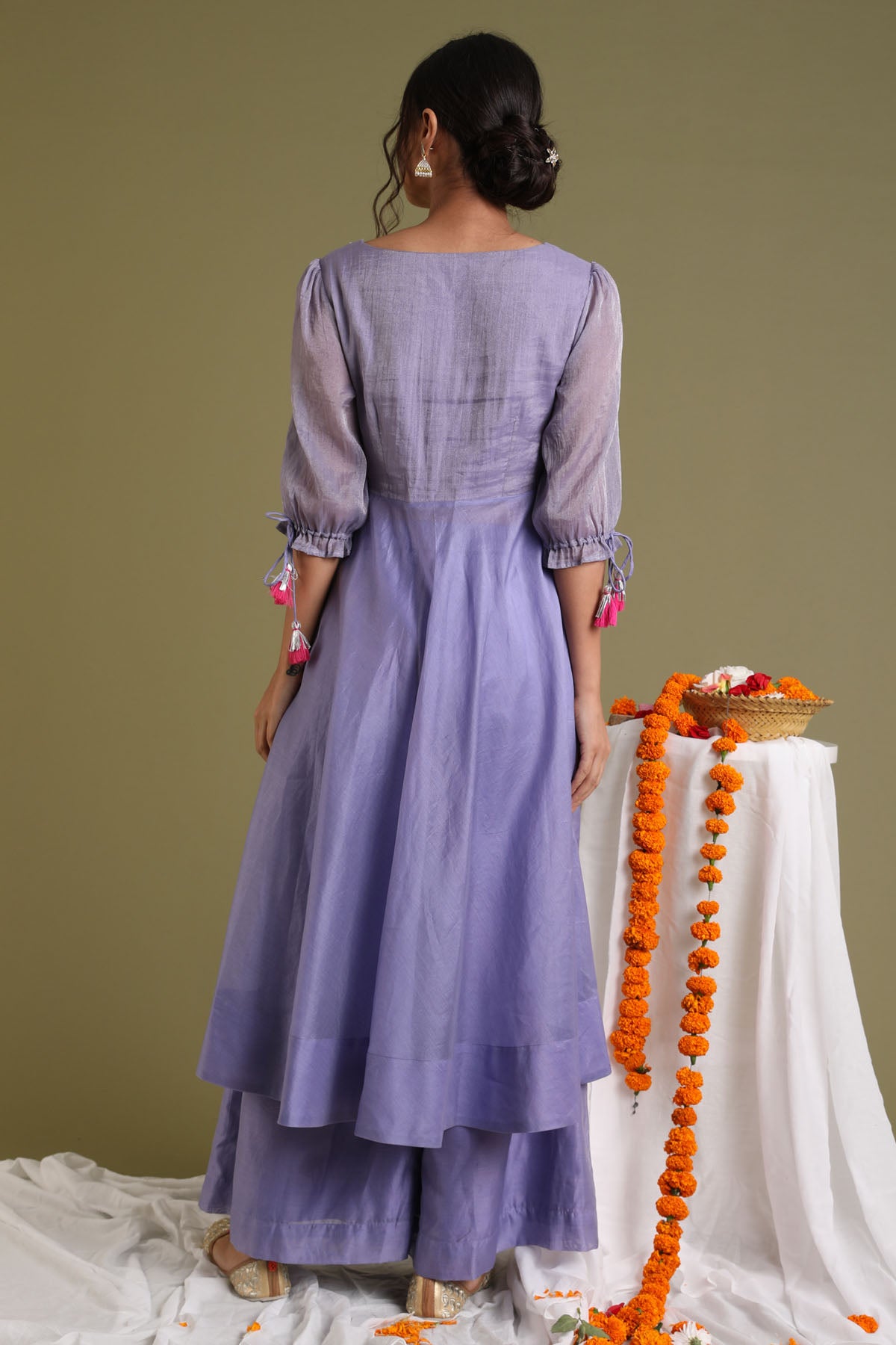 Silver Embroidery Anarkali Set