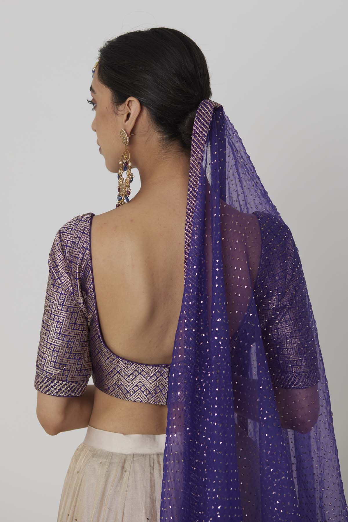 Silver Gold Embroidered Lehenga Set