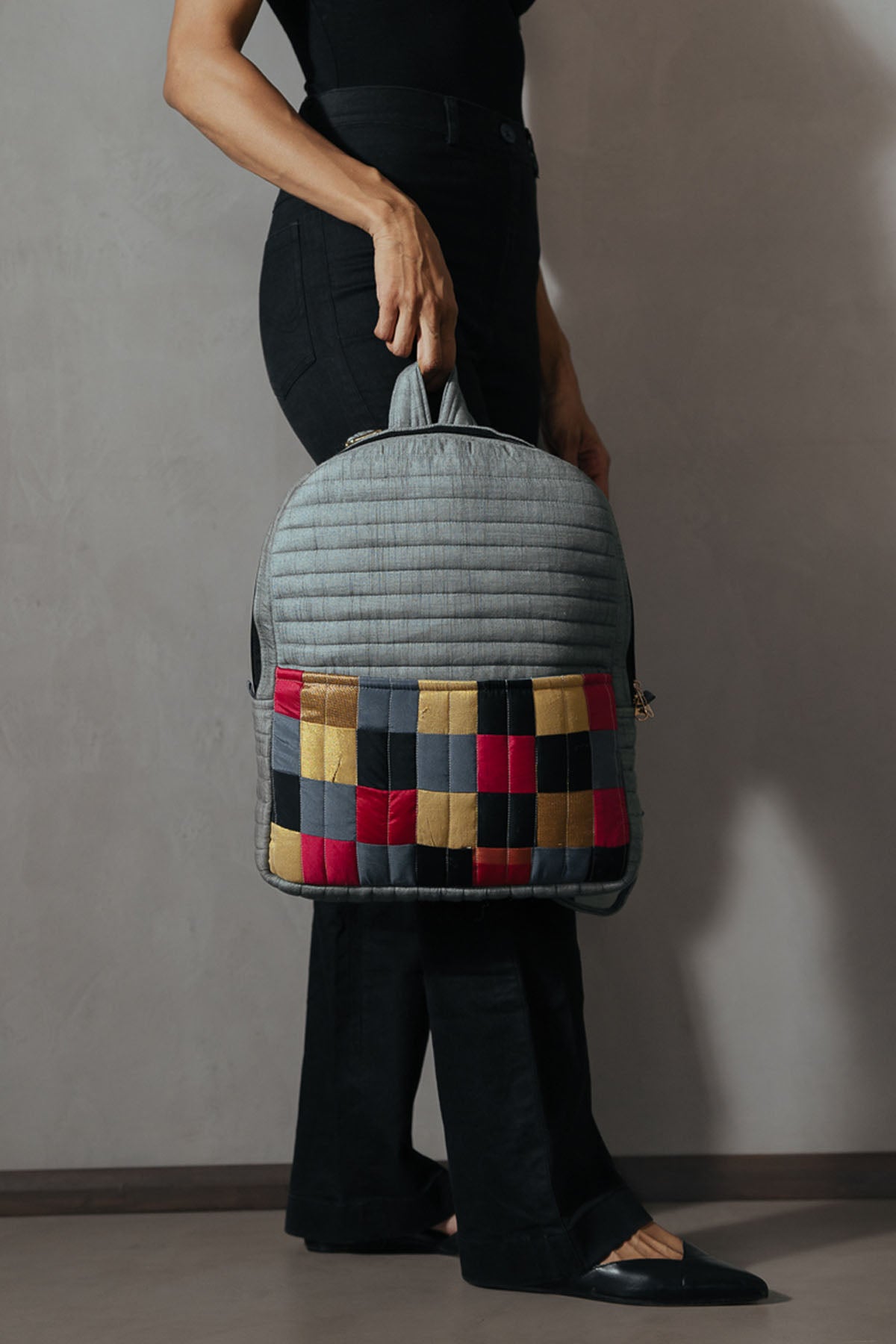 Silver Silk Godhadi Patchwork Bag