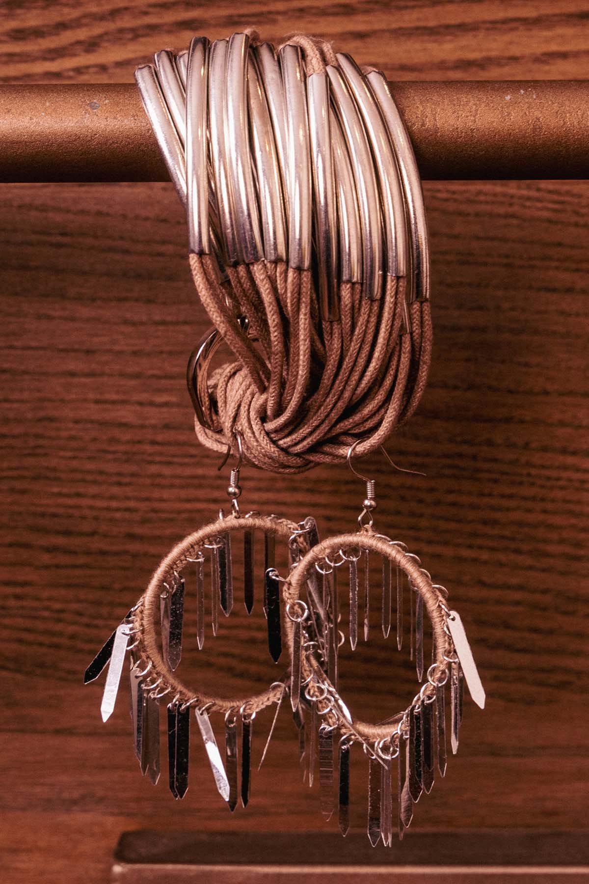 Silver Twisted Round Hoops