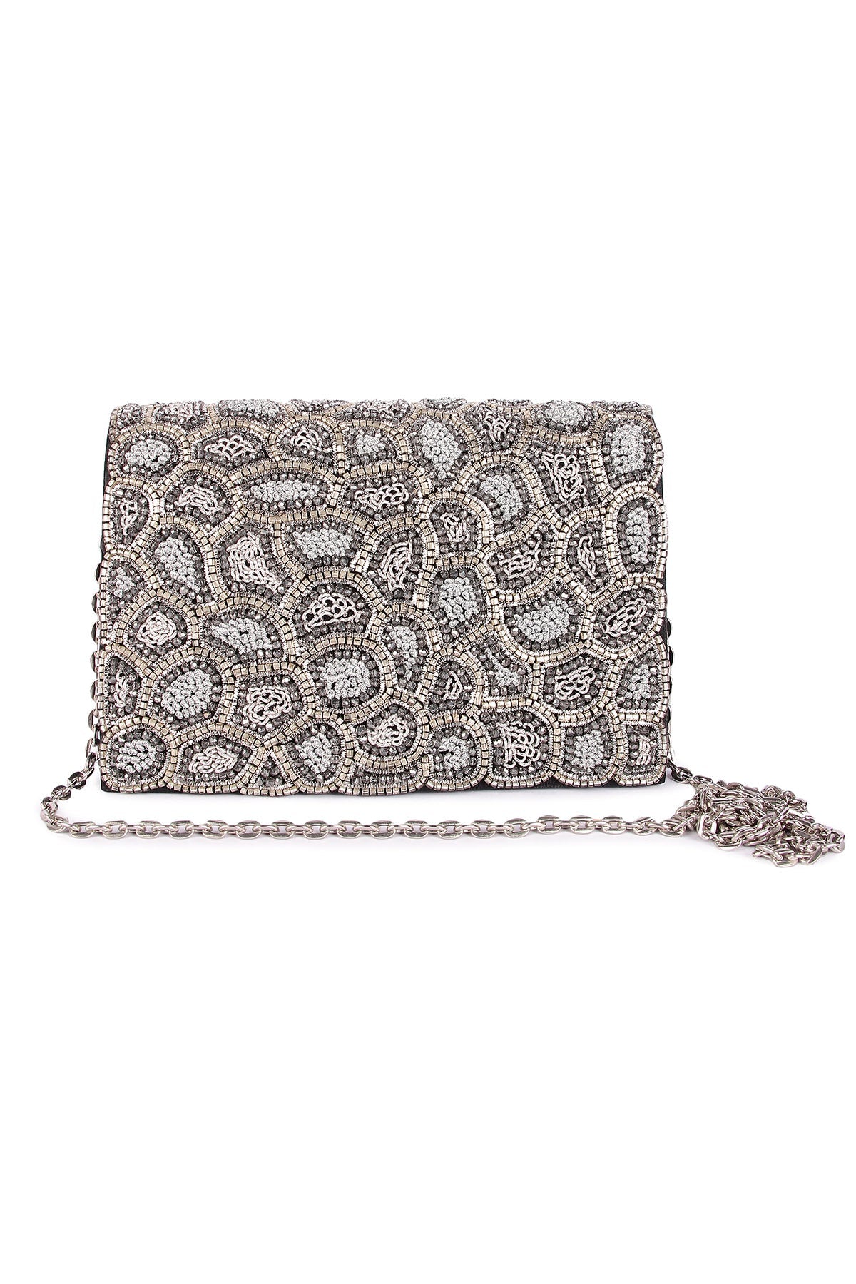 Buy Silver Animal Pattern Clutch for women by the Purple sack online available at scrollnshops