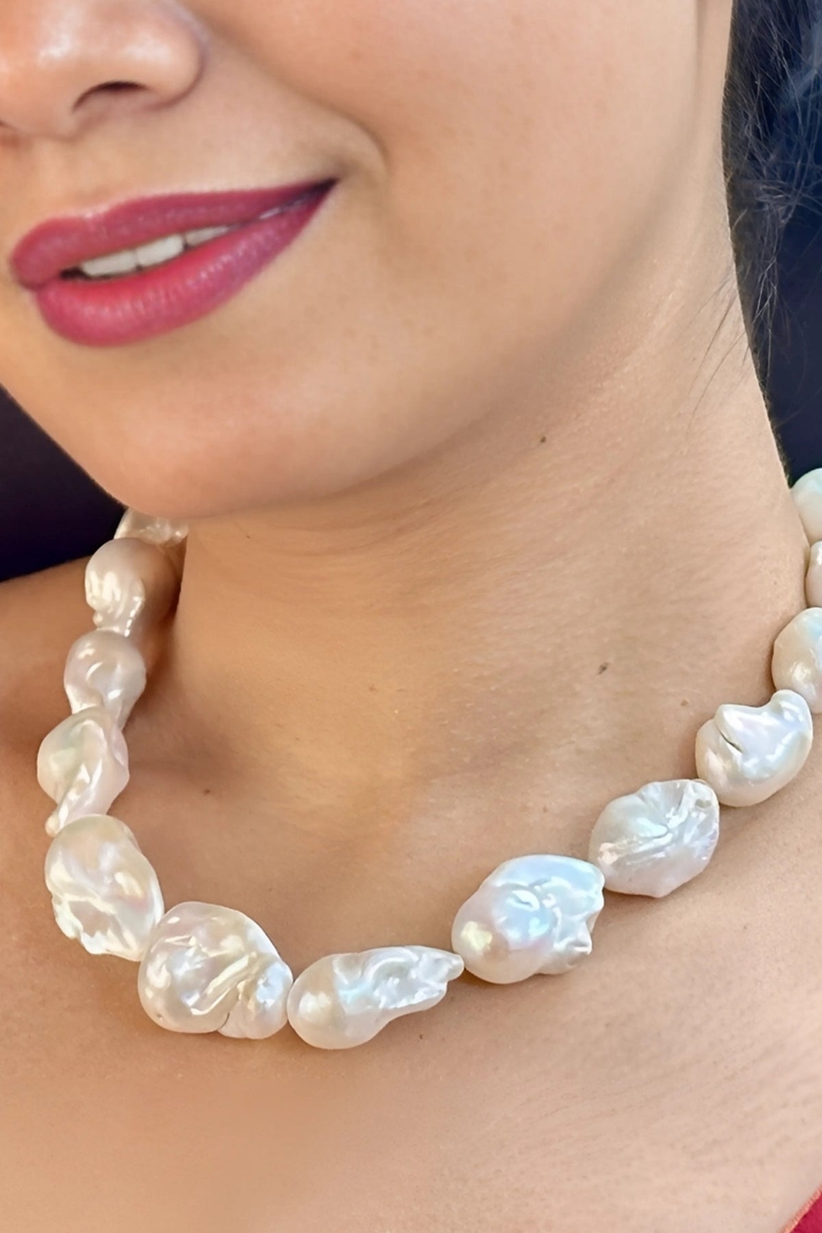 Buy Silver Baroque Pearl Necklace for women by J Pearls online available at scrollnshops
