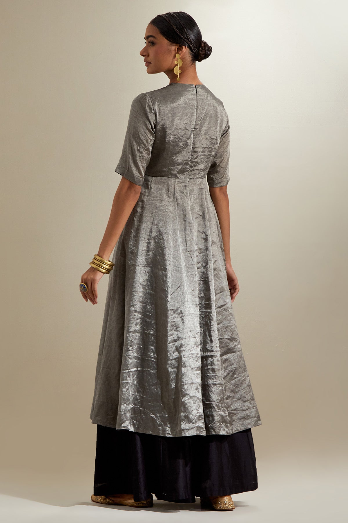 Silver Black Zari Anarkali Set