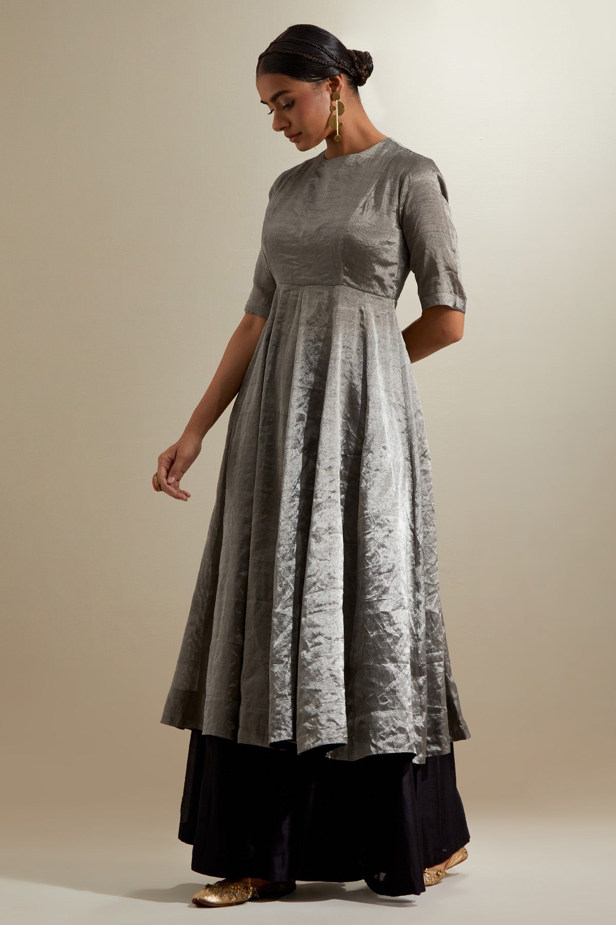 Silver Black Zari Anarkali Set