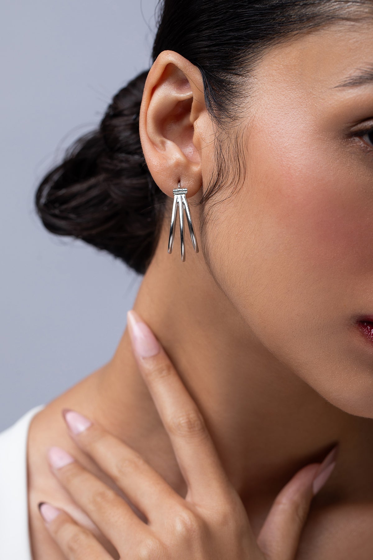 Buy Silver Brass Mini Hoop Earring for women by Ethnic Andaz online available at scrollnshops