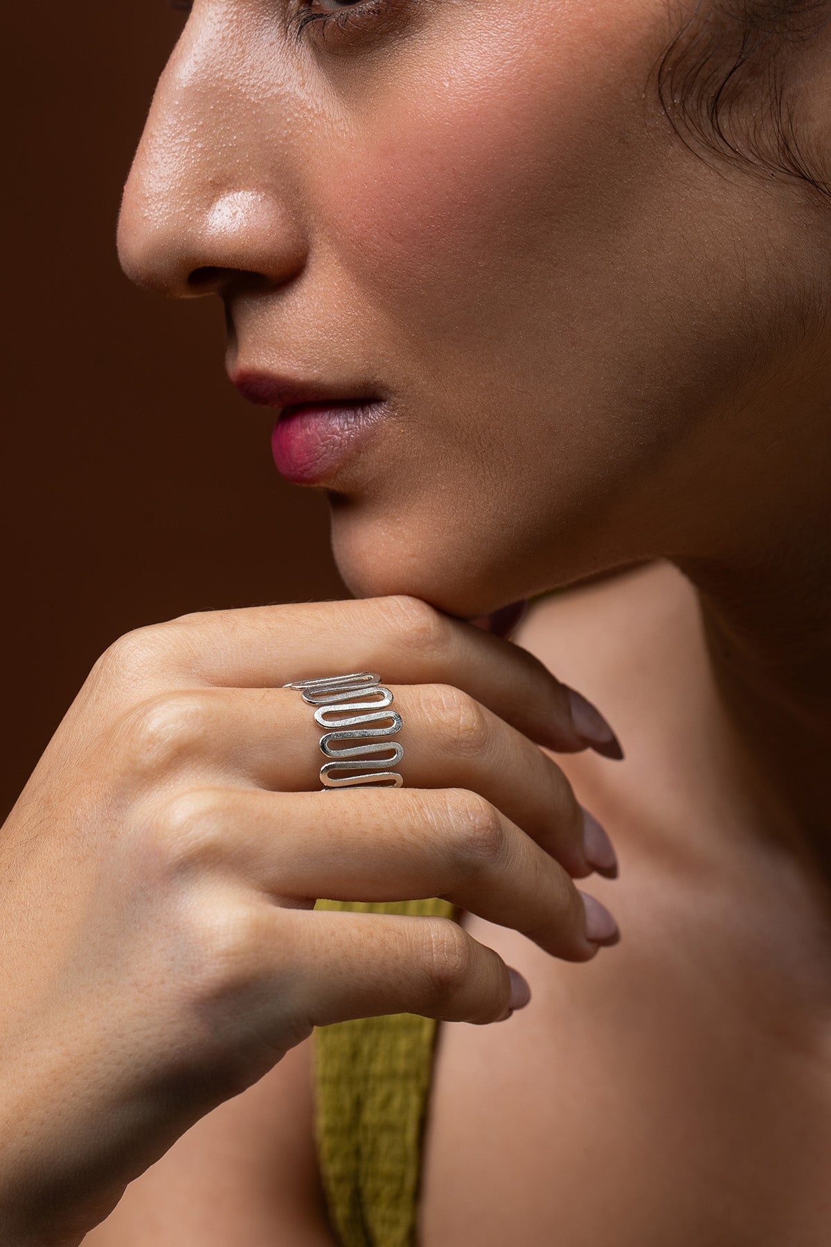 Buy Silver Brass Spiral Meadow Ring for women by Ethnic Andaz online available at scrollnshops