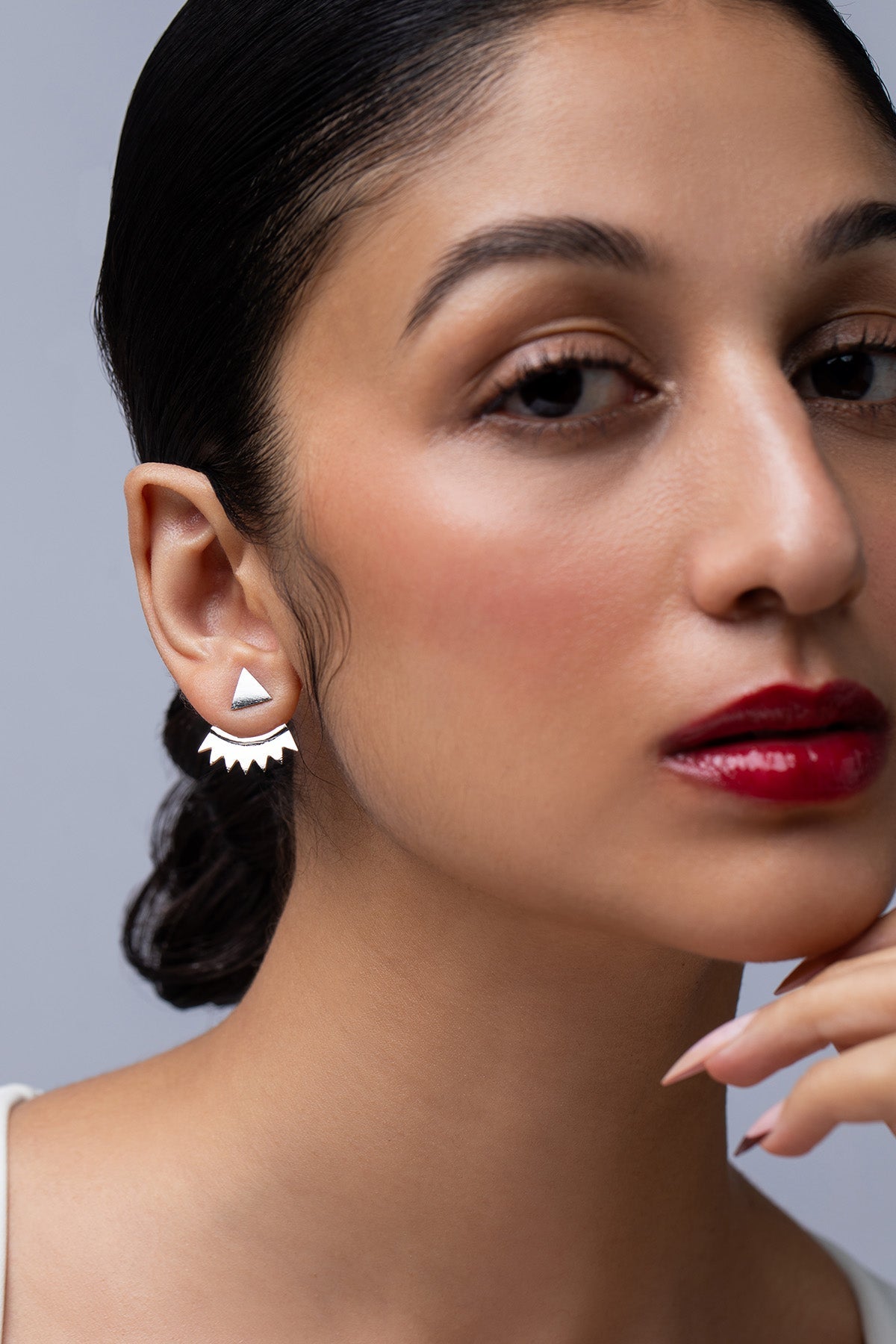 Buy Silver Brass Triangular Earring for women by Ethnic Andaz online available at scrollnshops