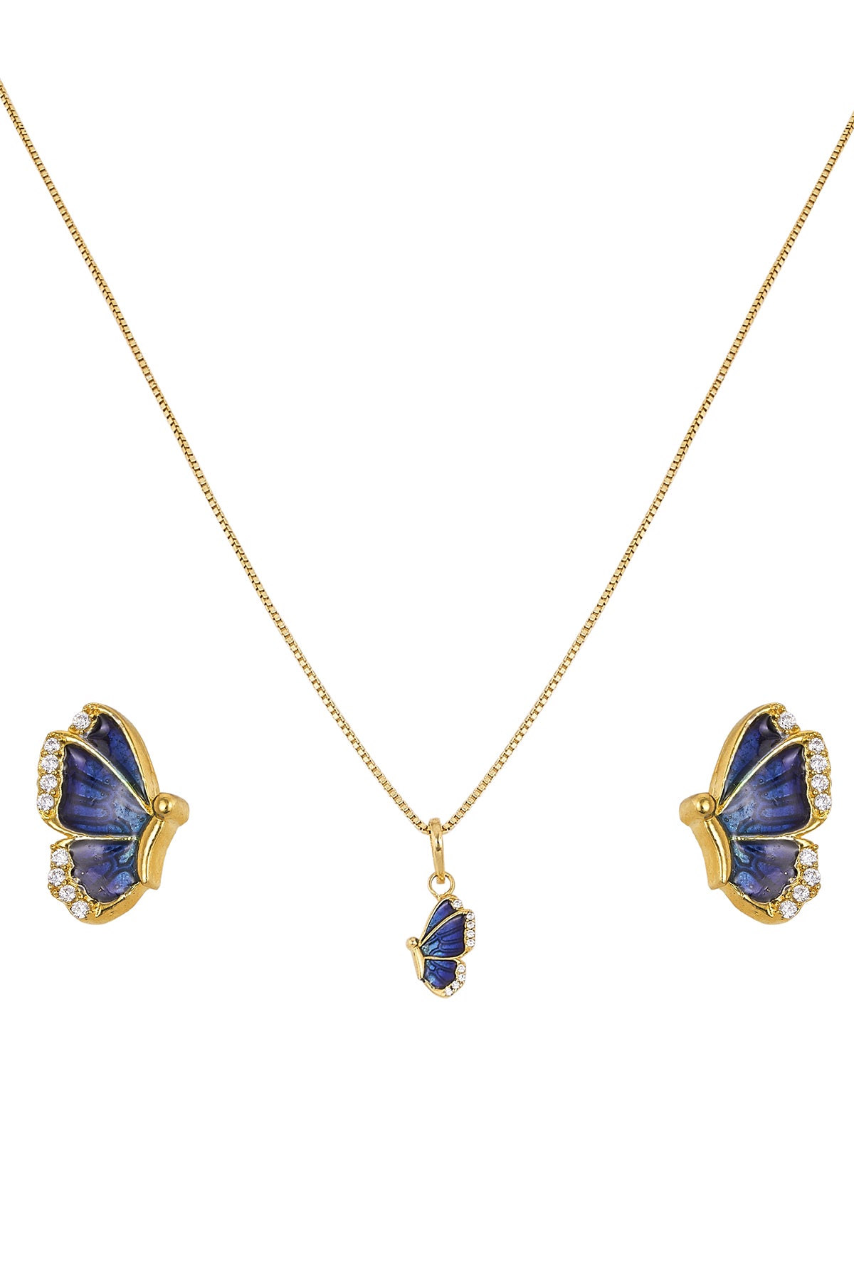 Silver Butterfly Pendant Set