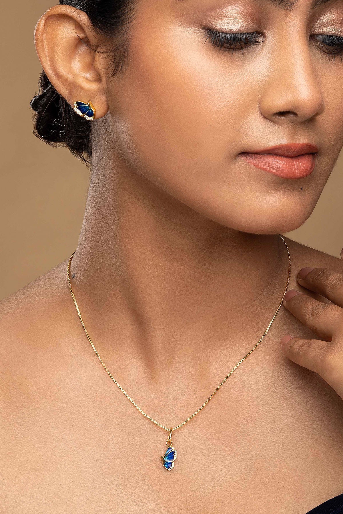 Buy  Silver Butterfly Pendant Set for women by Sica online available at scrollnshops