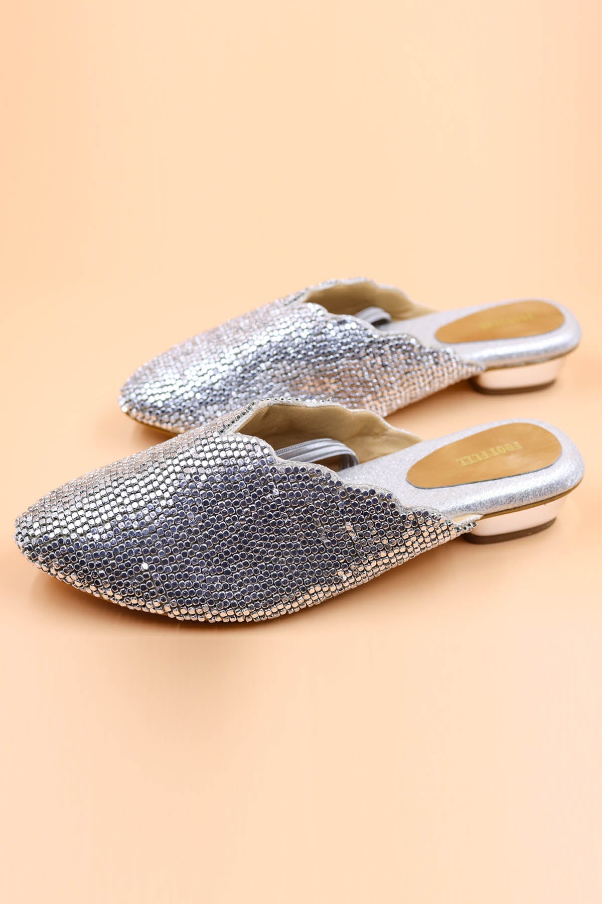 Foot Fuel Silver Chain Embellished Mules for accessories online at ScrollnShops