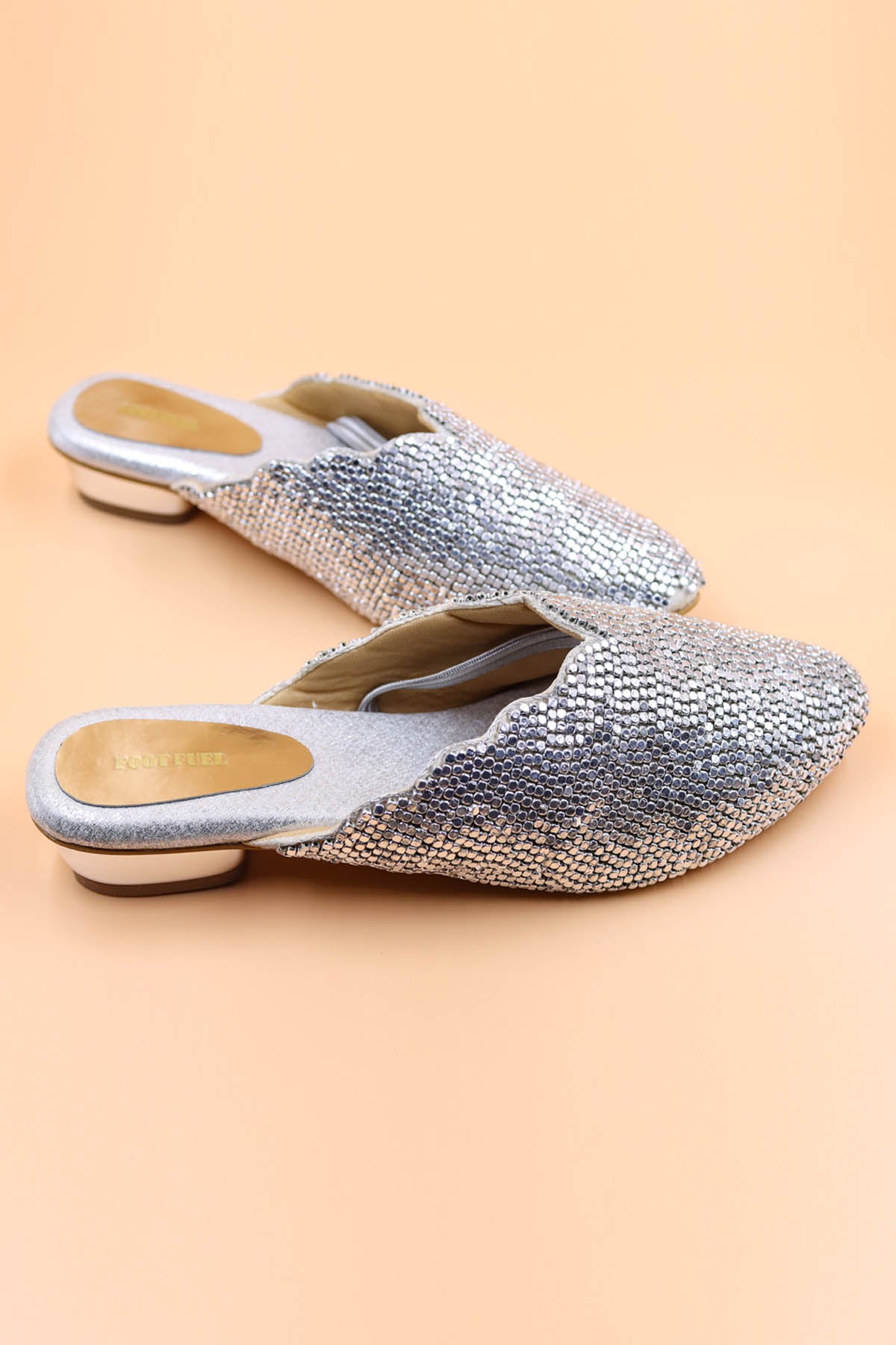 Silver Chain Embellished Mules