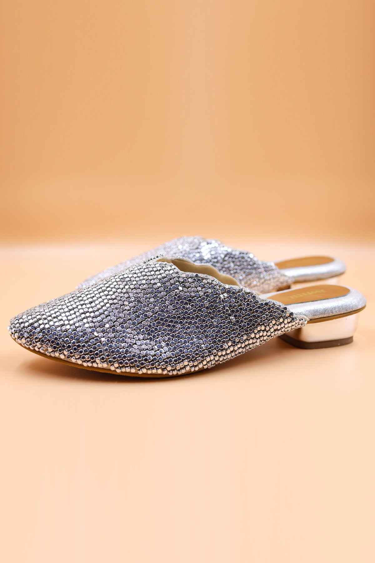 Silver Chain Embellished Mules