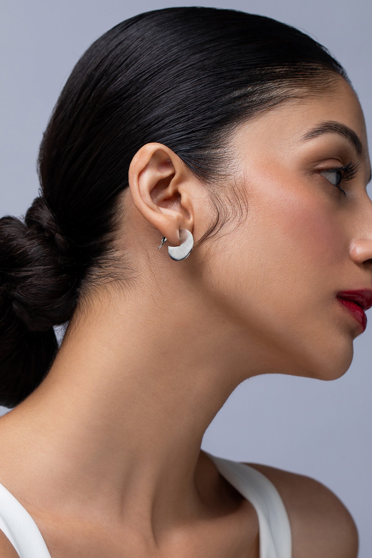 Buy Silver Crescent Brass Earrings for women by Ethnic Andaz online available at scrollnshops