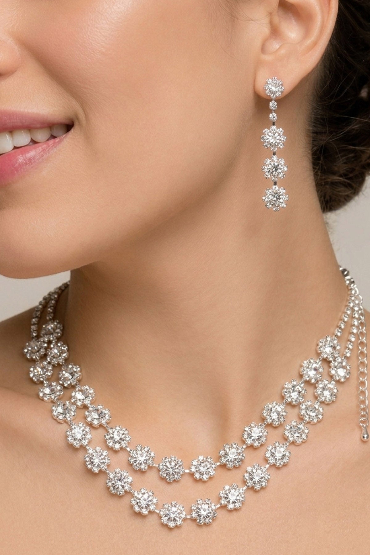 Buy Silver Crystal Jewellery Set for women by Inko & Co online available at scrollnshops