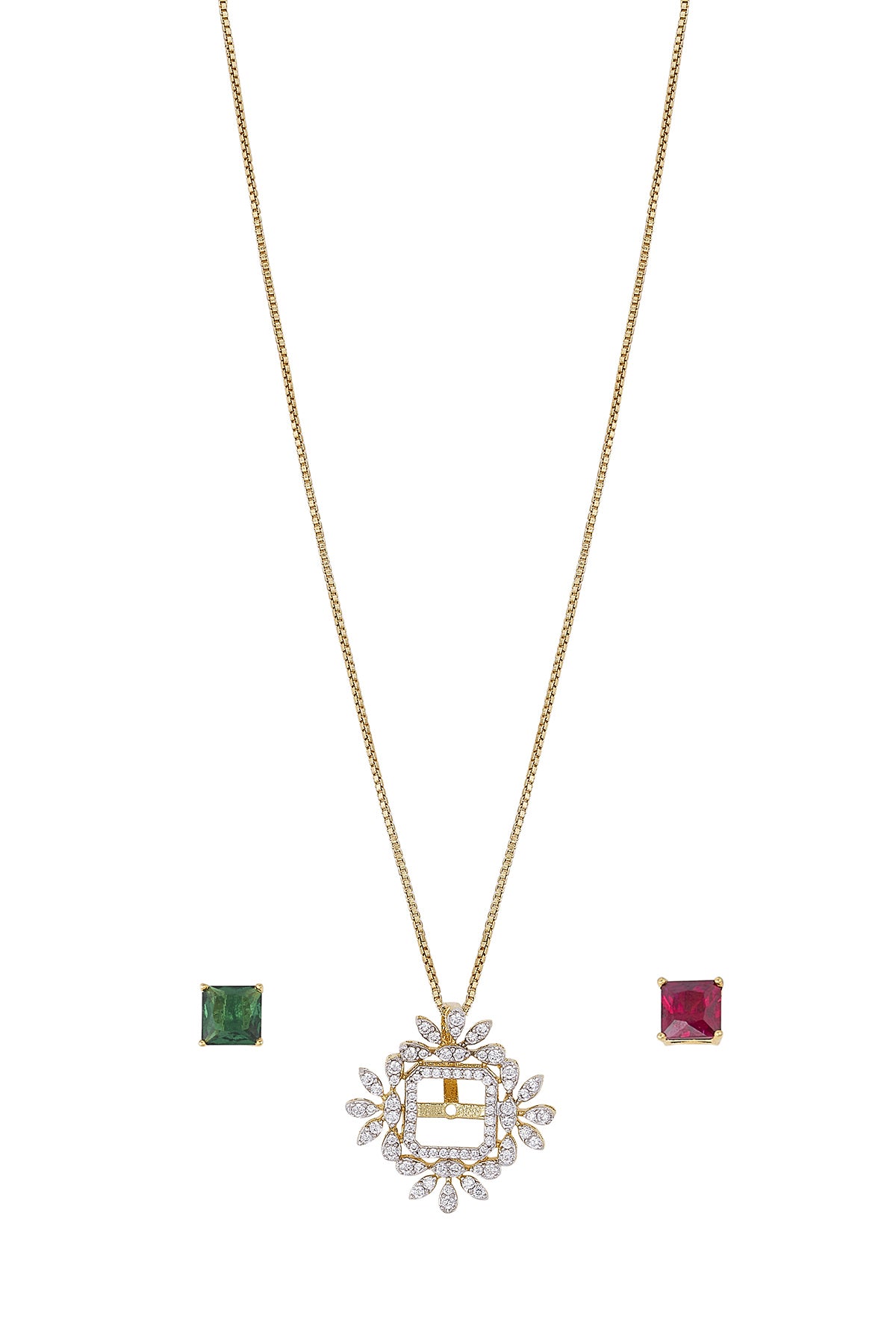 Silver Detachable Pendant Set