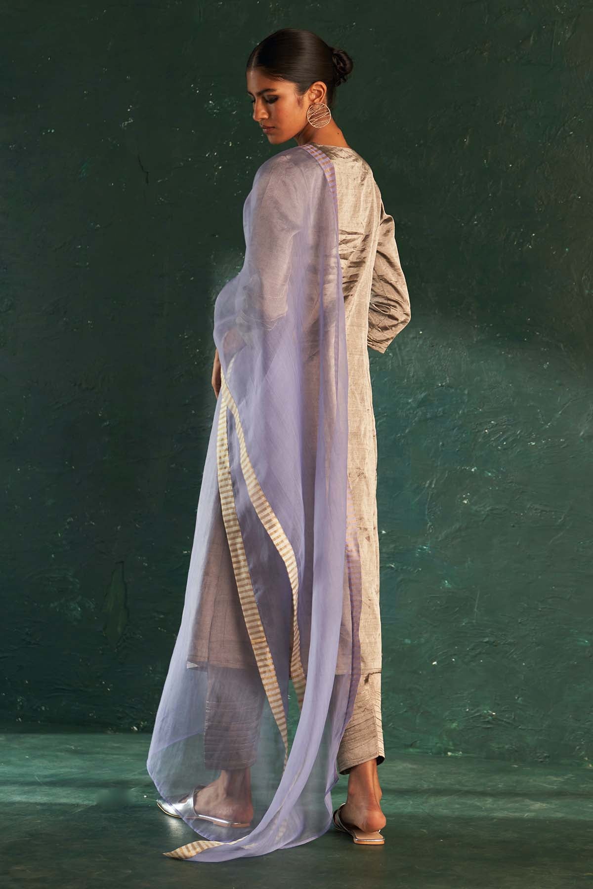 Silver Dori Work Flare Kurta Set