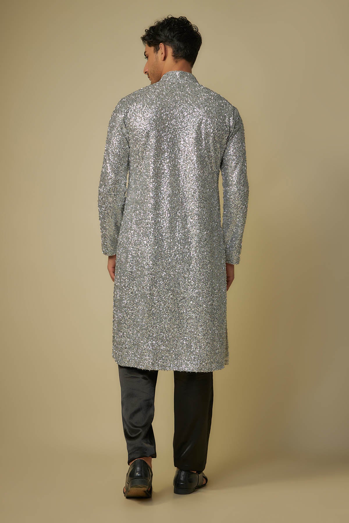 Silver Embroidered Kurta Set